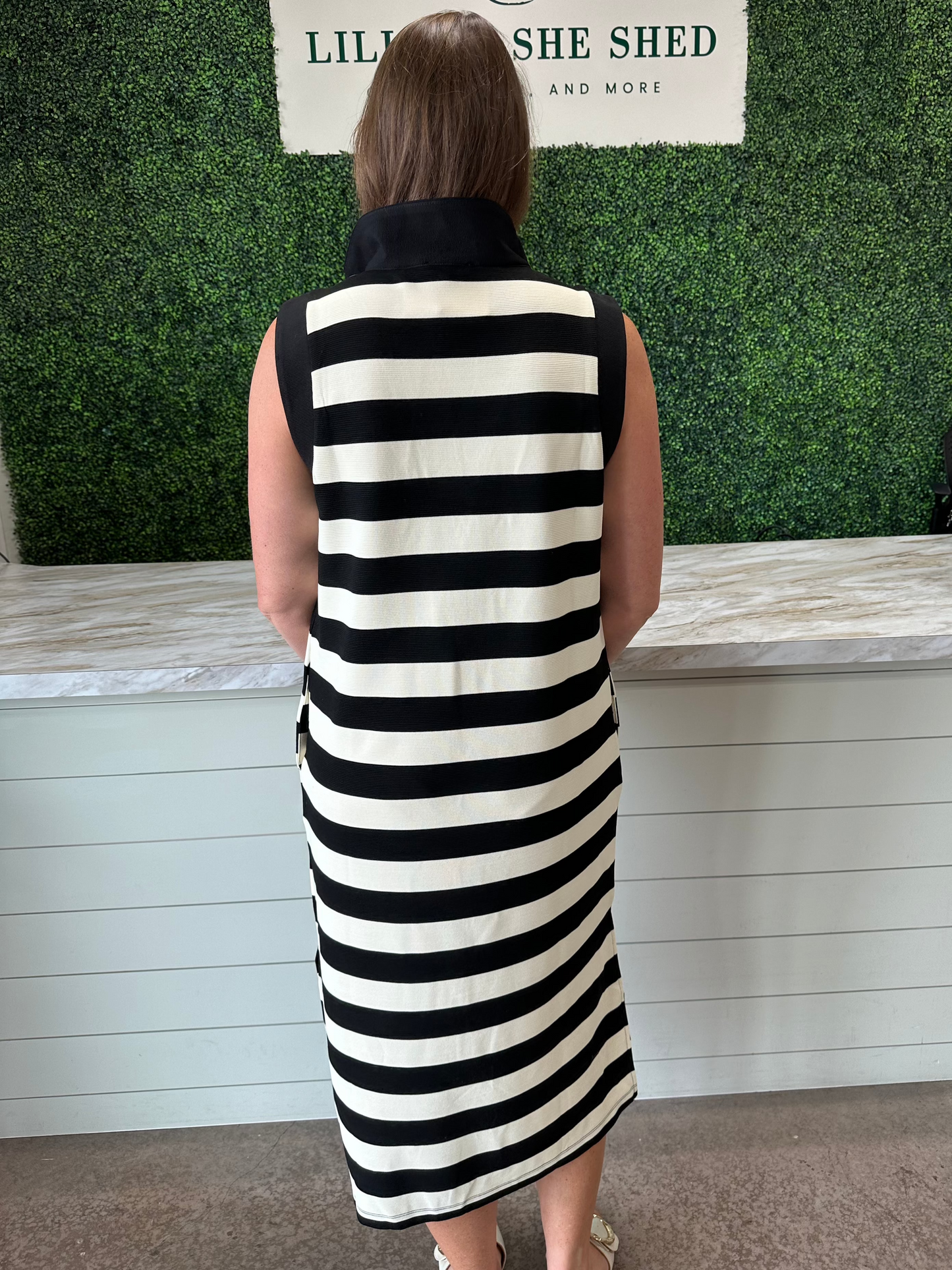 Striped V-Neck Midi Dress
