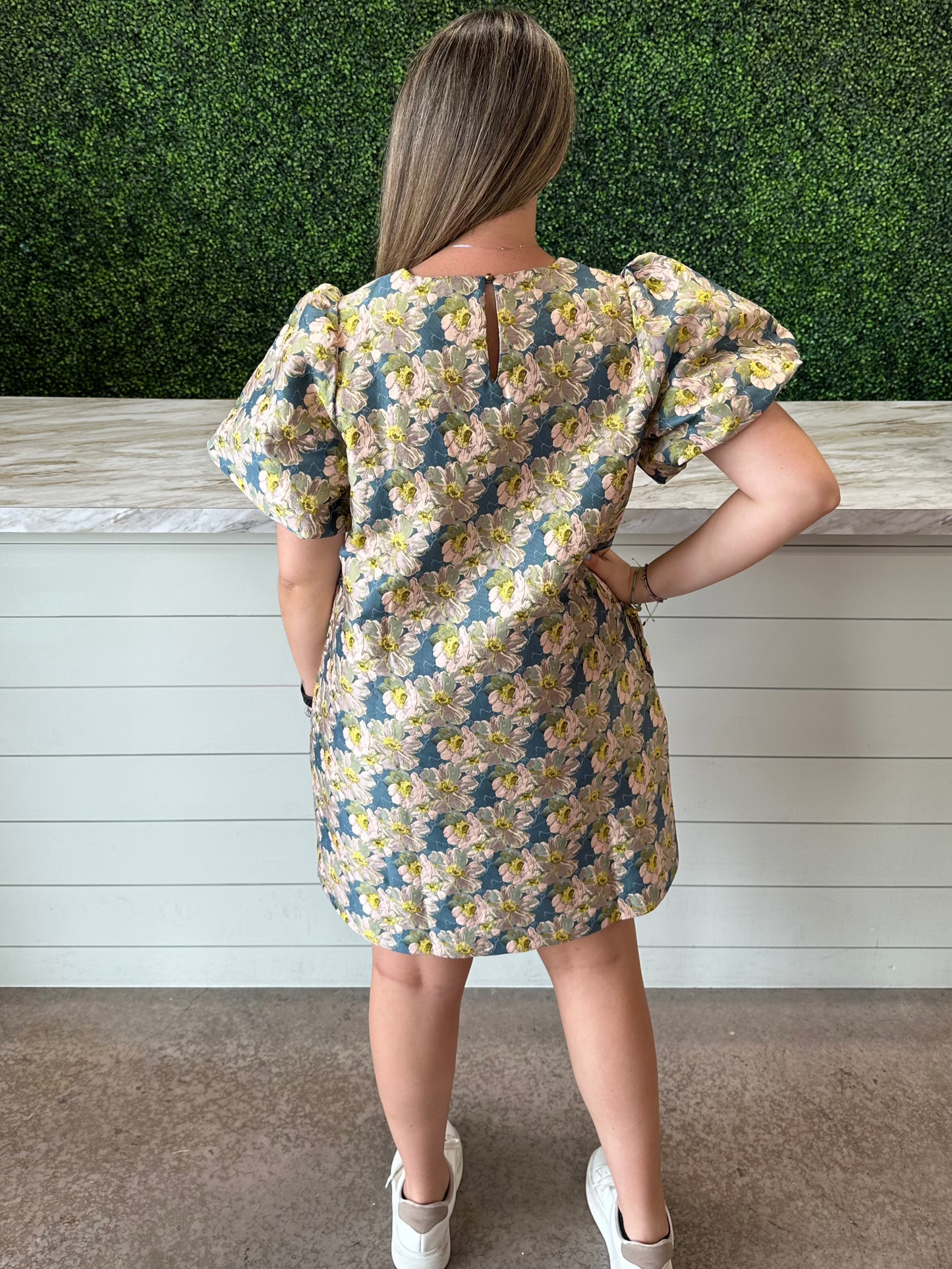 Slate Floral Silky Mini Dress