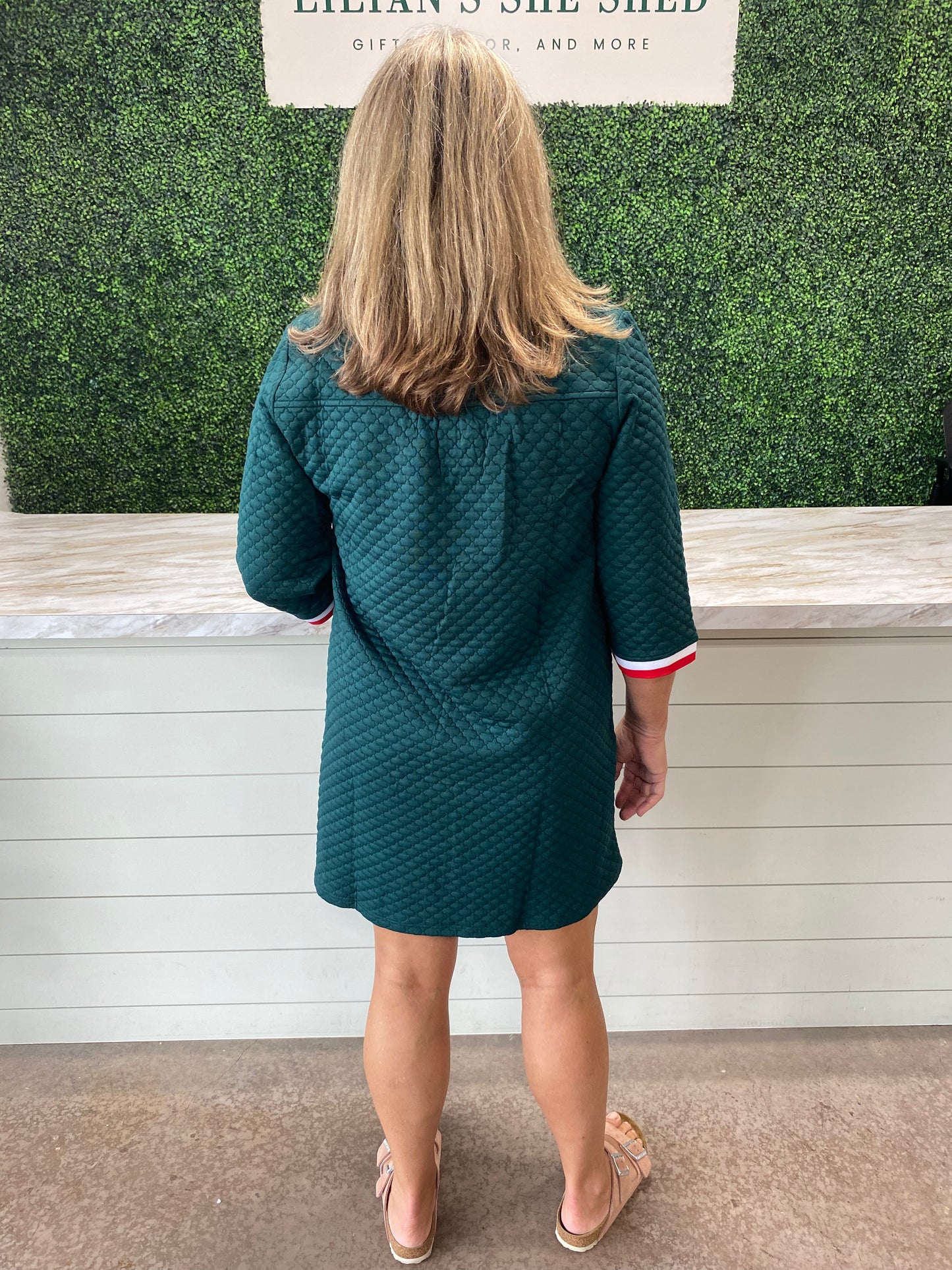 Striped Band Collared Mini Dress