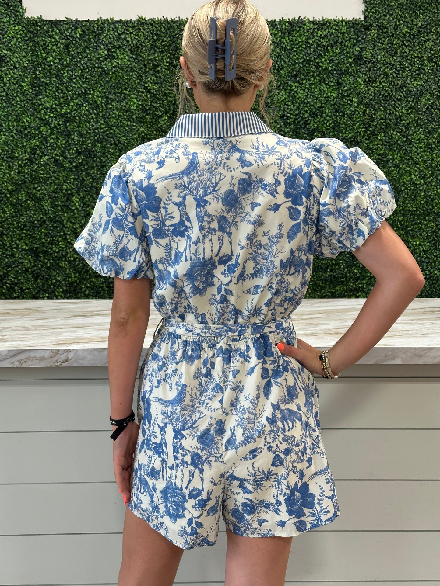 Floral Print Button Romper