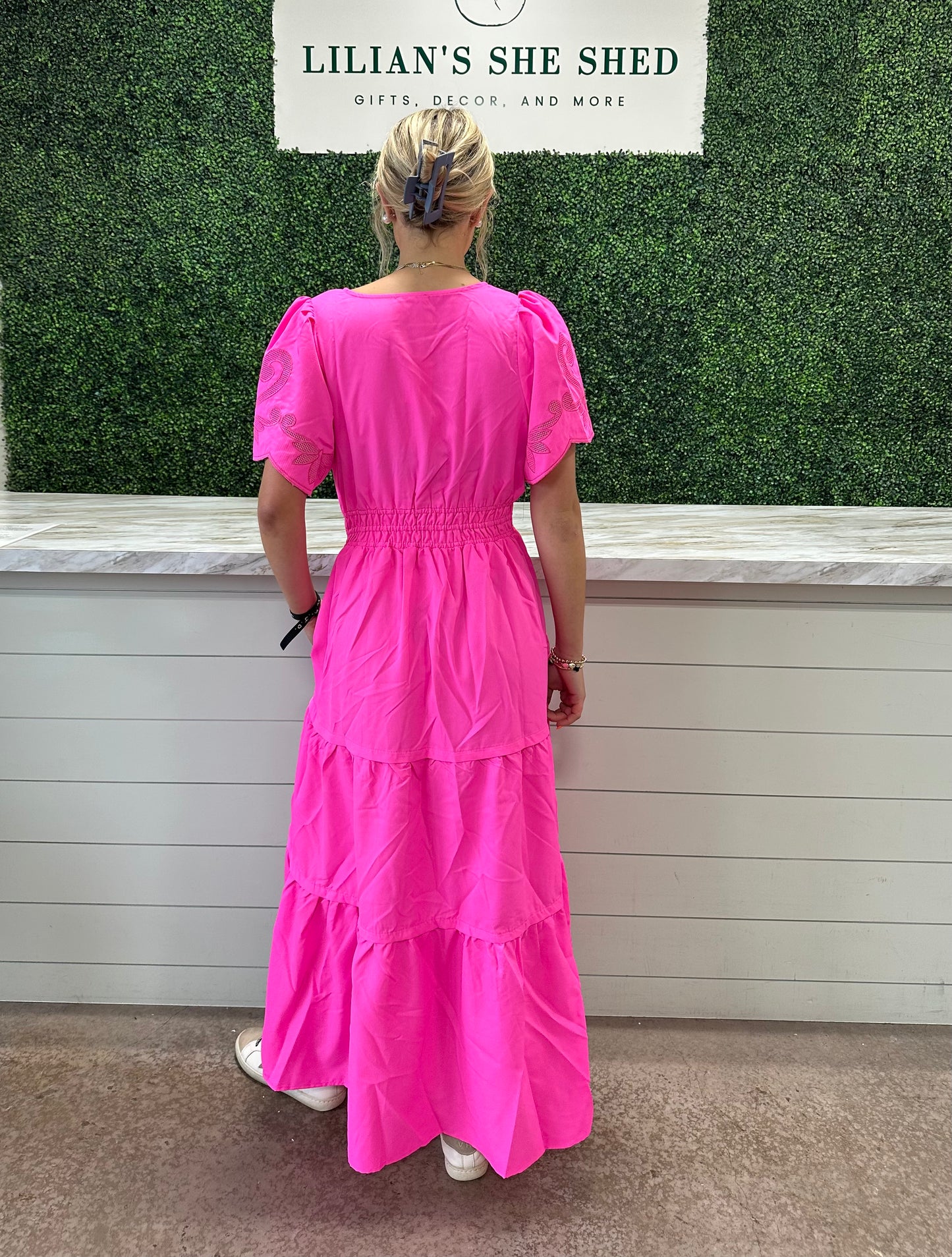 Solid Split Neck Maxi Dress