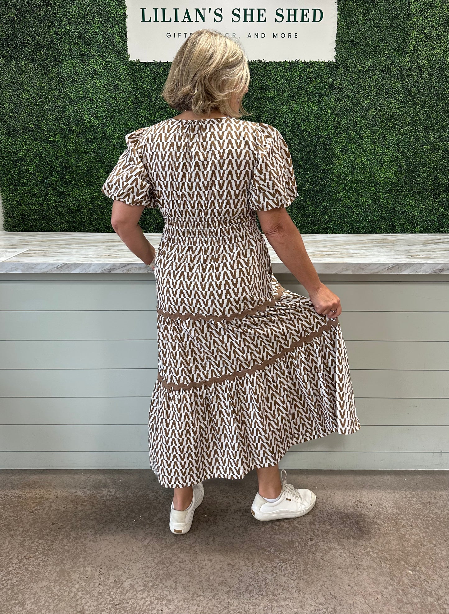 Geometric Print Maxi Dress