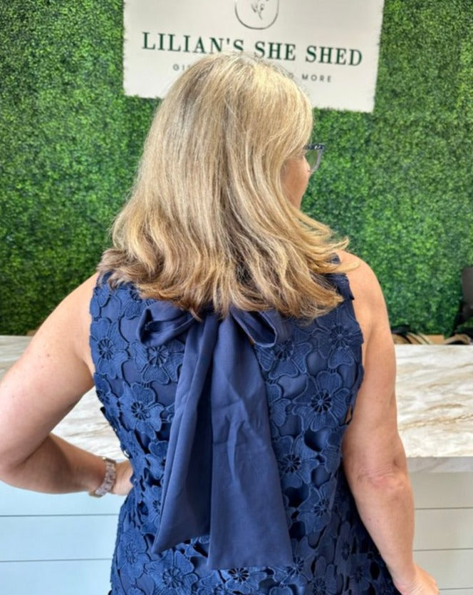 Floral Lace High Neck Dress