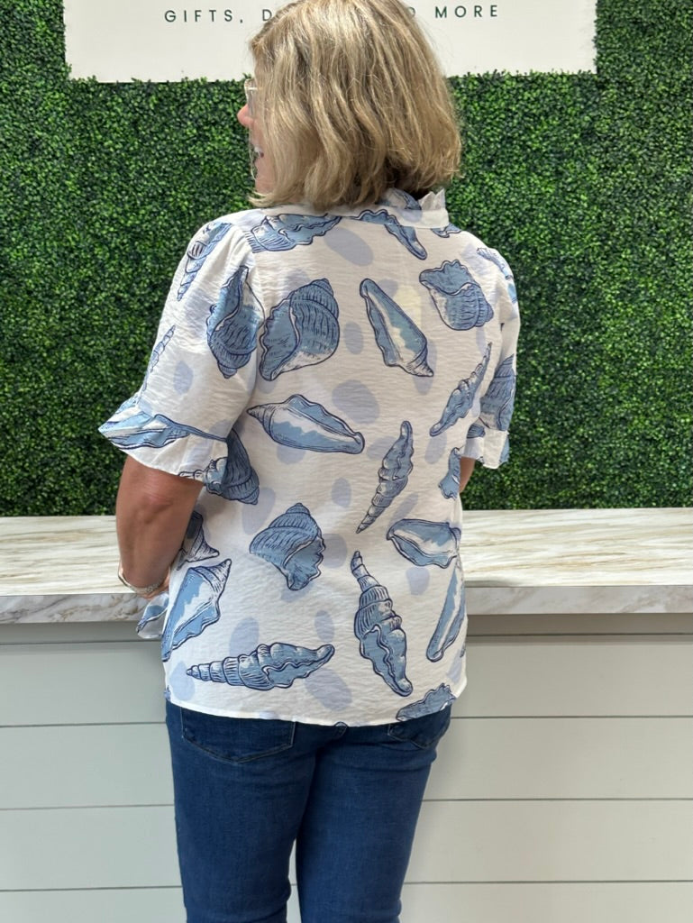 Shells Quarter Button Down Top