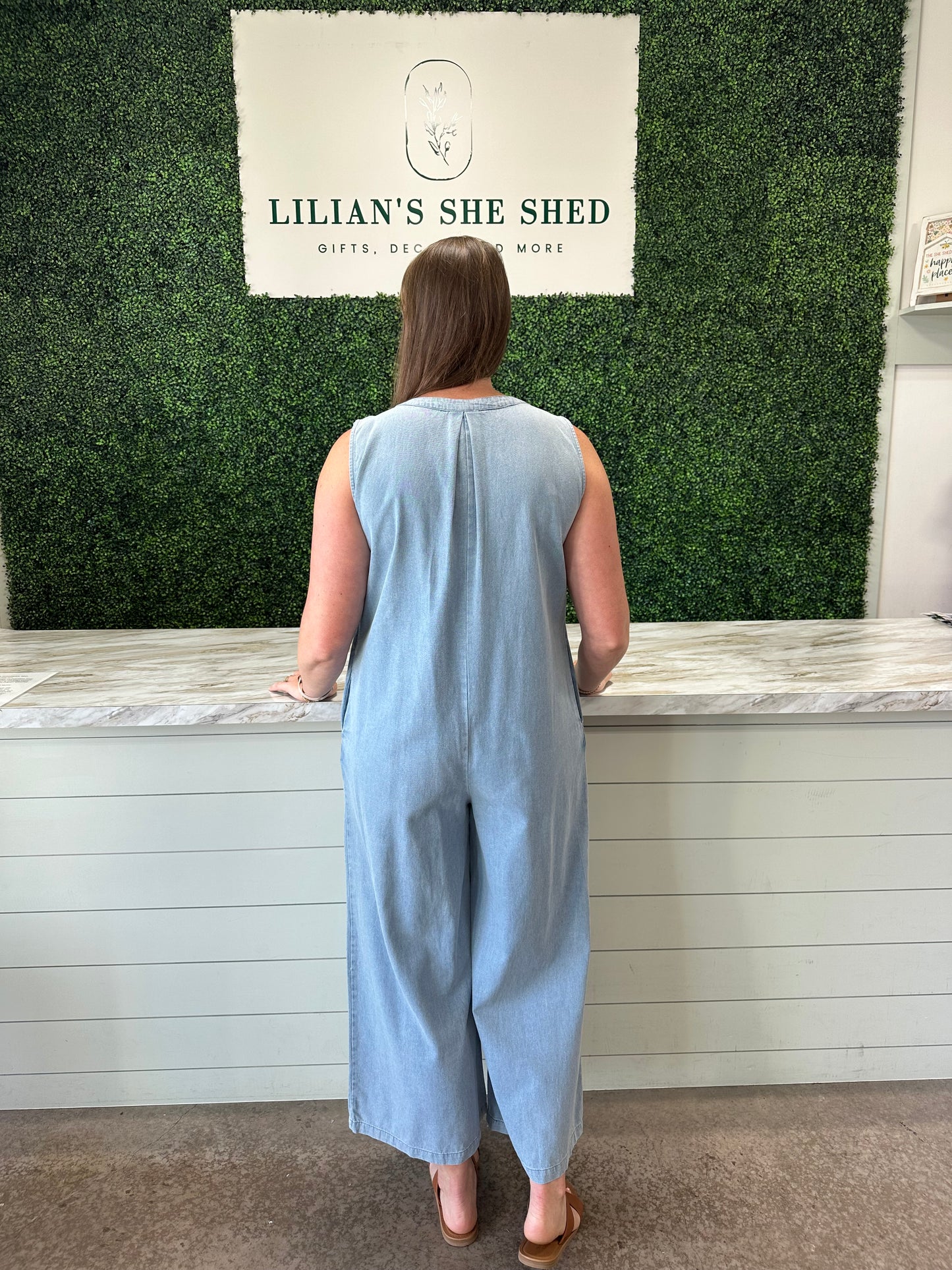 Denim Wide Leg Jumpsuit