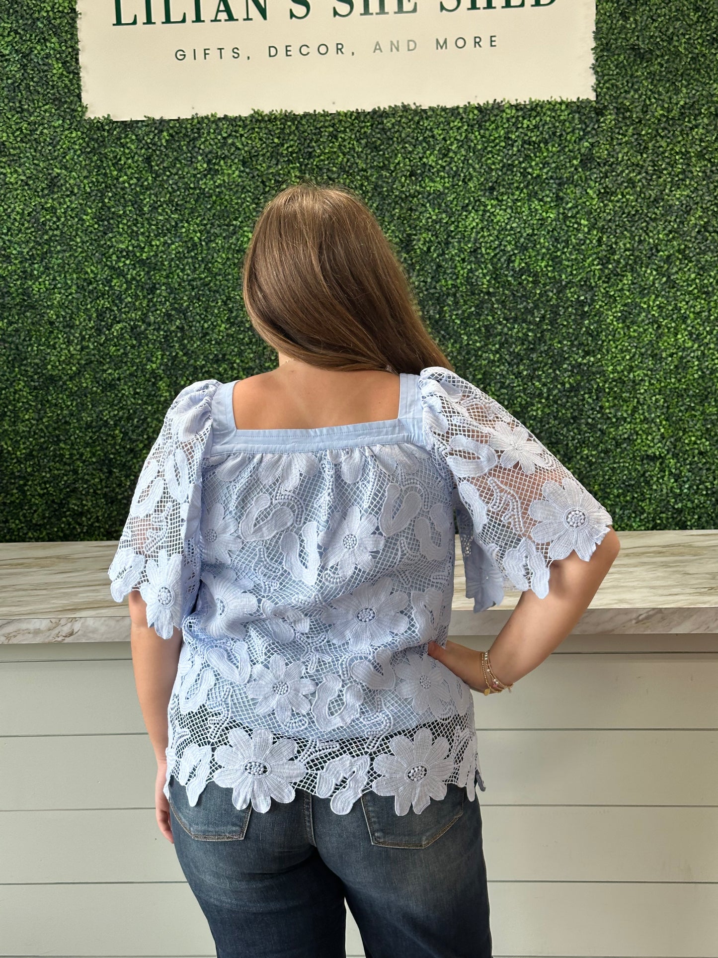 Floral Lace Square Neck Top