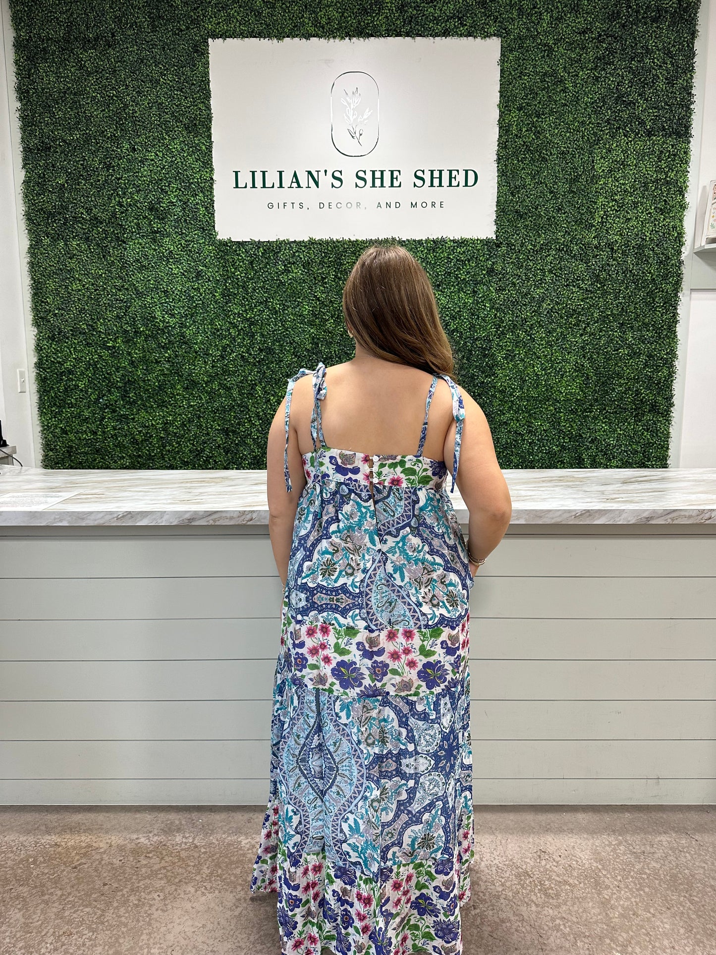 Mixed Print Midi Dress