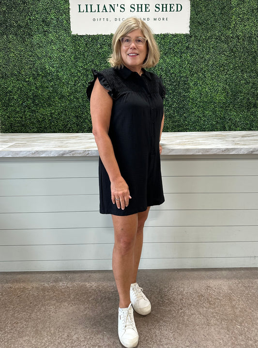 Solid Romper Ruffle Sleeve