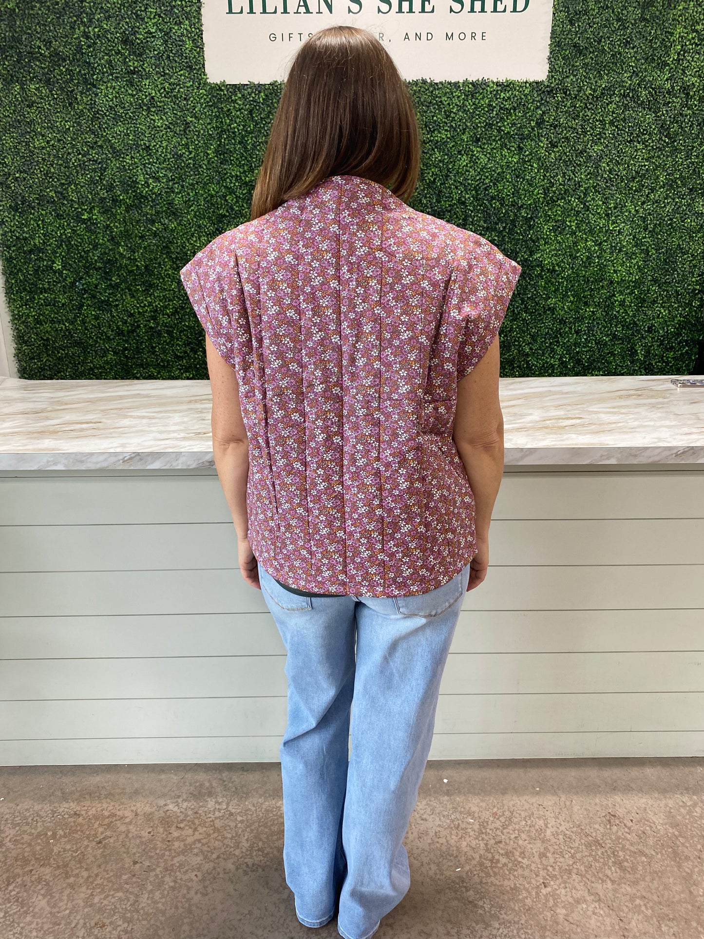 Floral Printed Quilt Vest