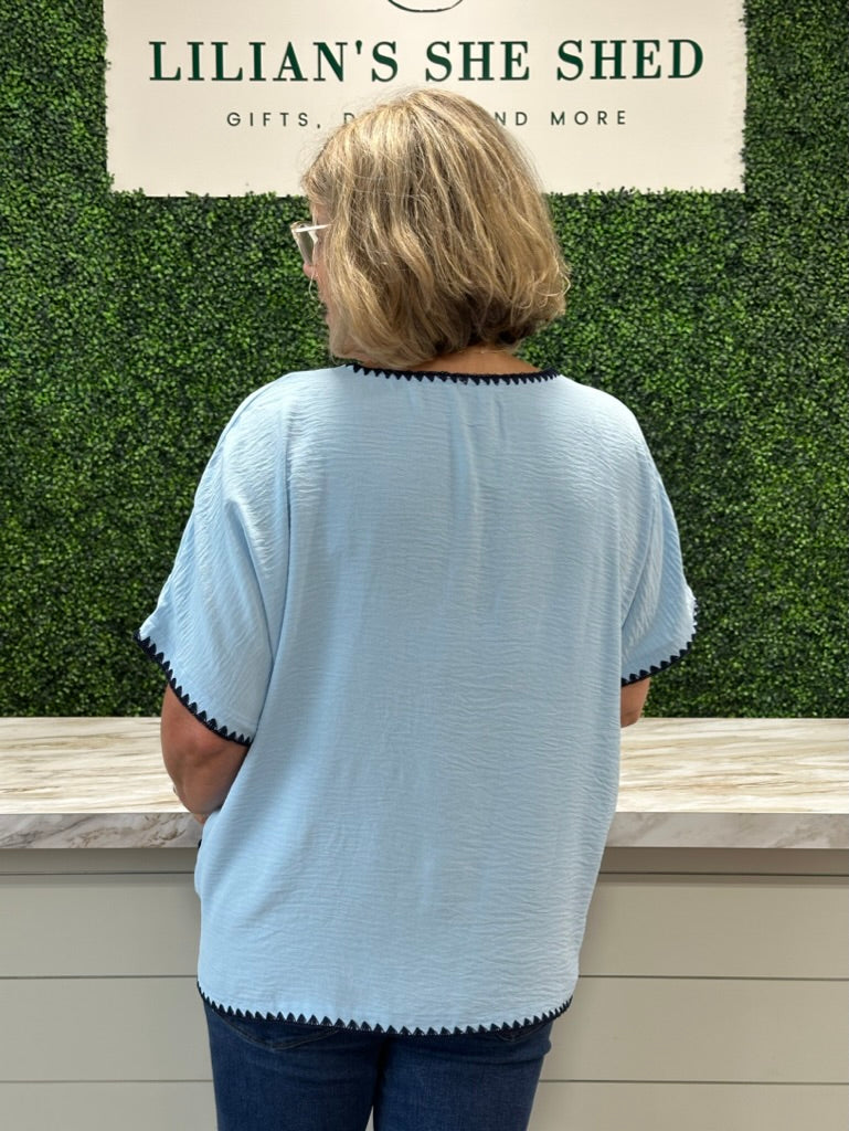 V-Neck Stich Detail Top