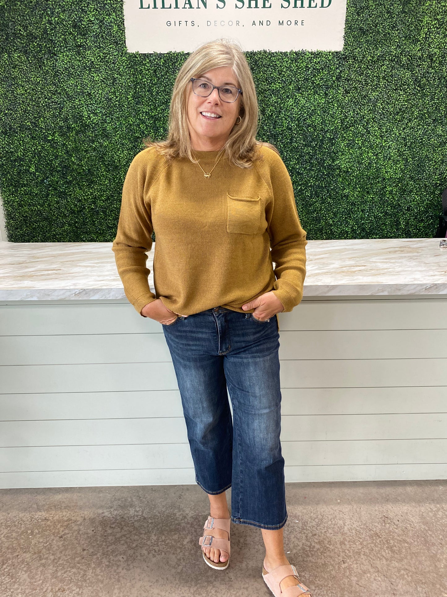 Solid Knit Front Pocket Sweater