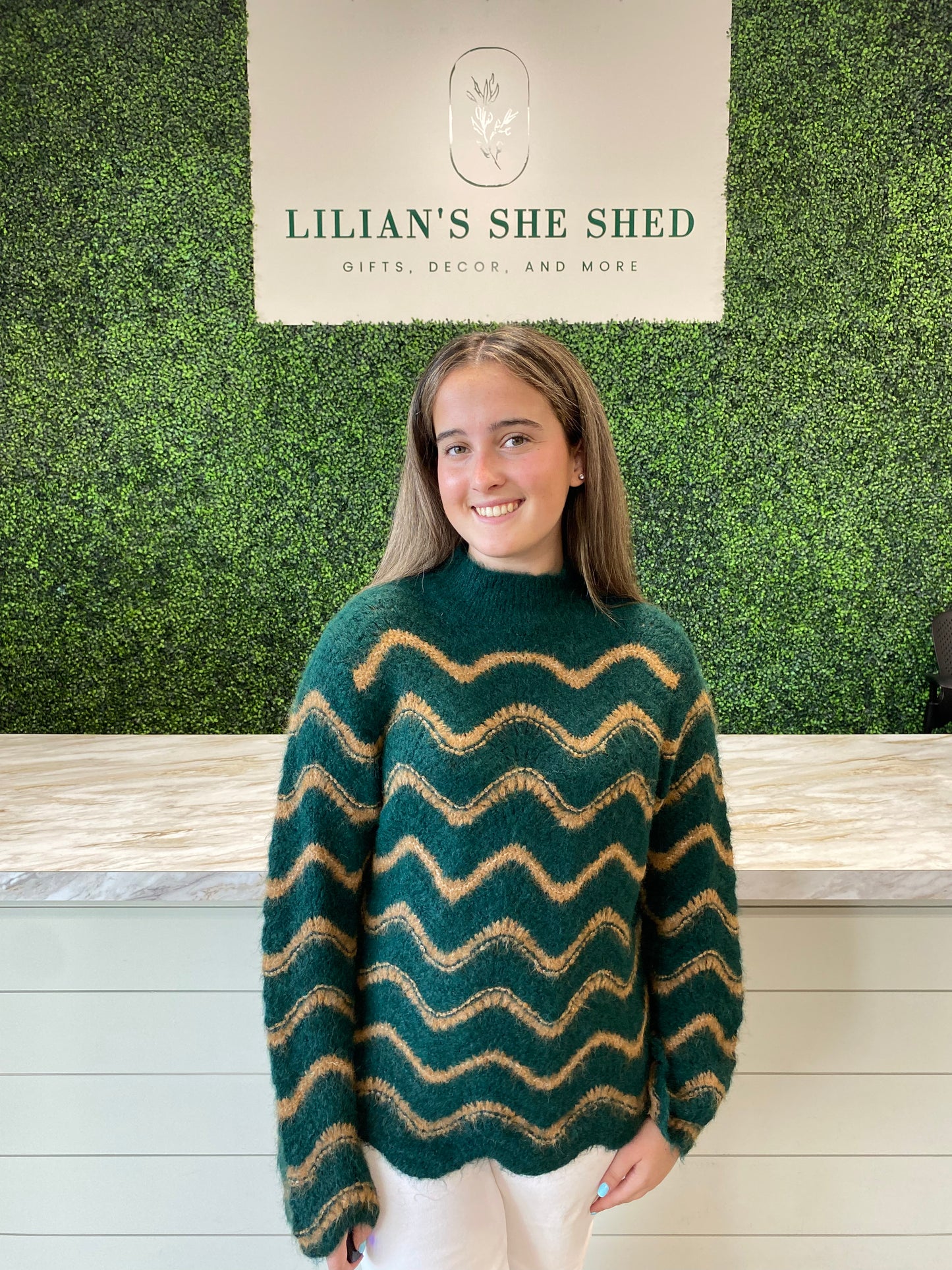 Scalloped Striped Sweater