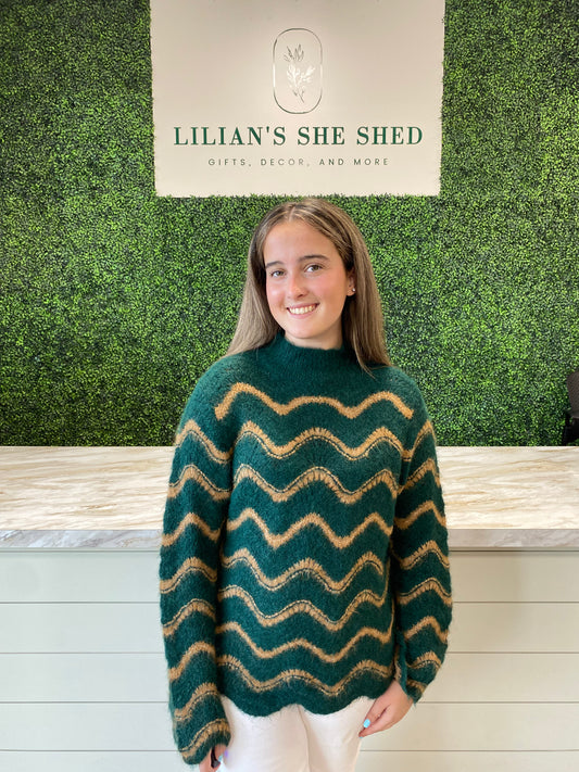 Scalloped Striped Sweater