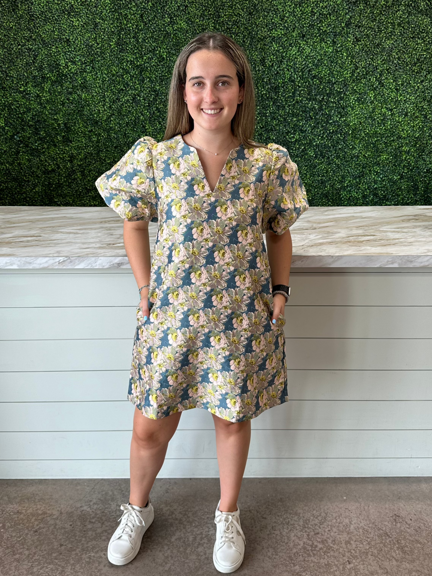 Slate Floral Silky Mini Dress