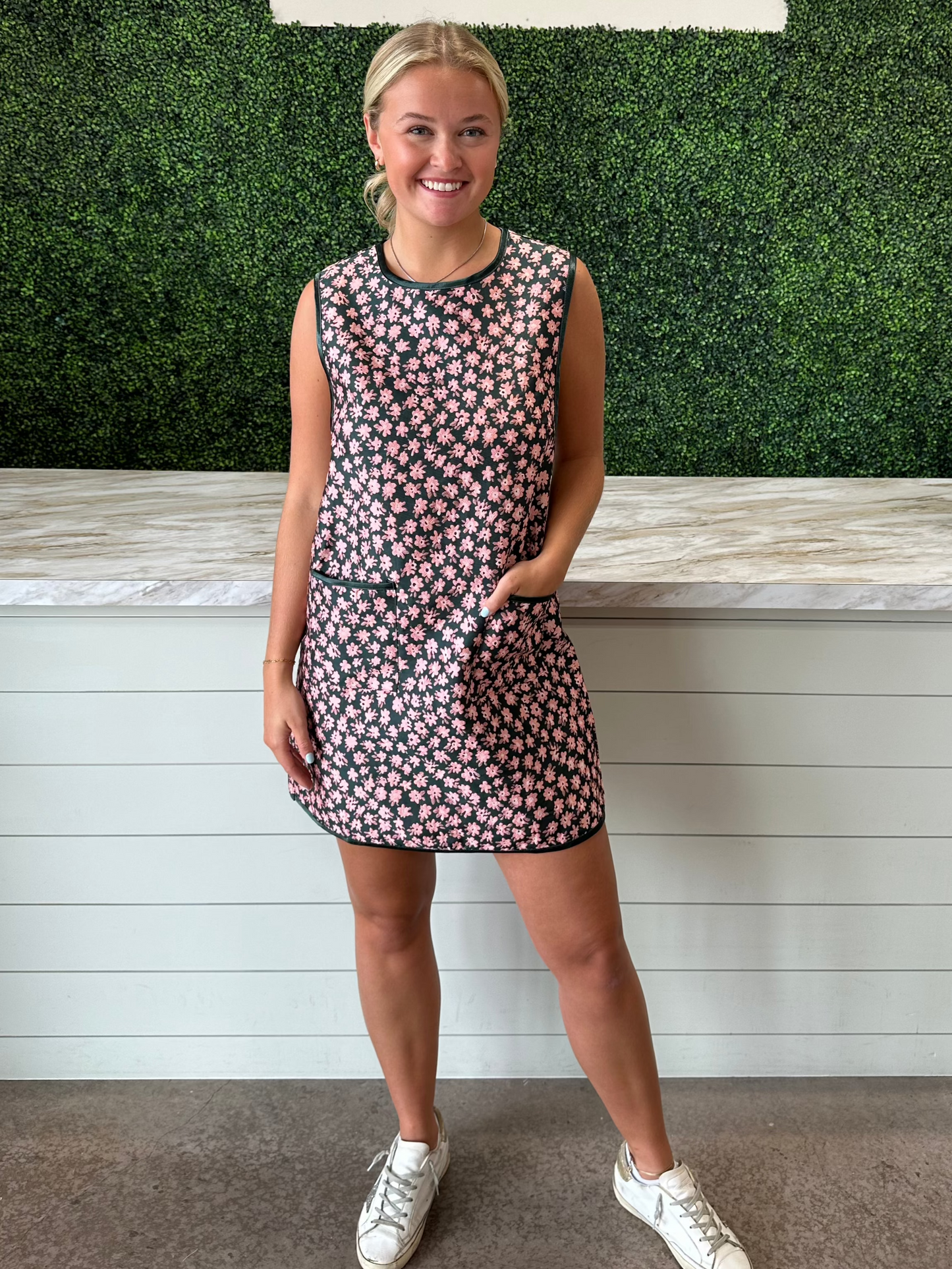 Floral Printed Quilt Tank Dress