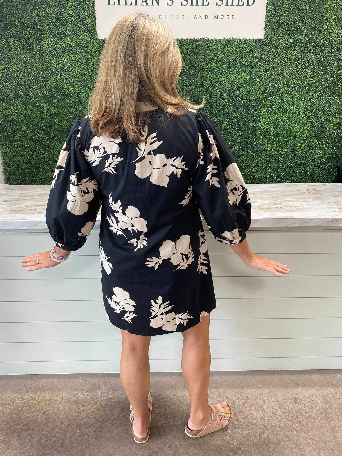 Floral V-Neck Quarter Sleeve Mini Dress