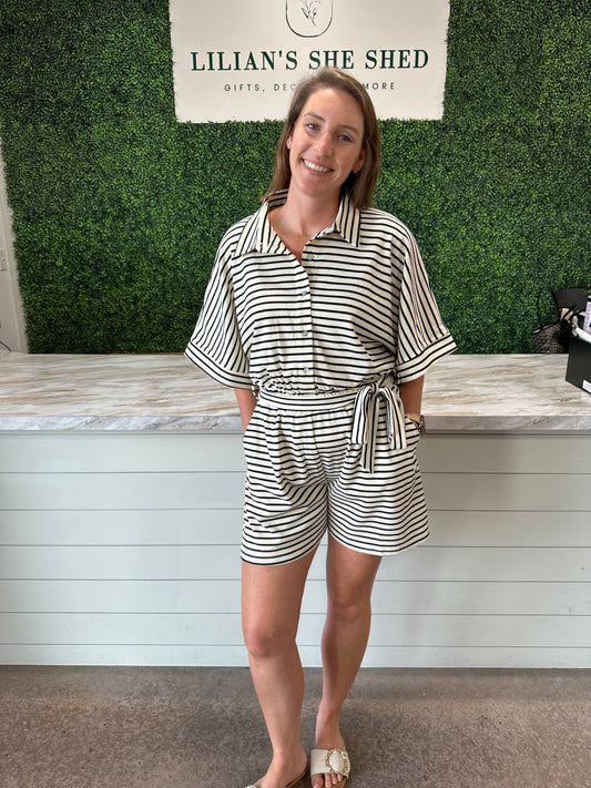 Striped Textured Romper