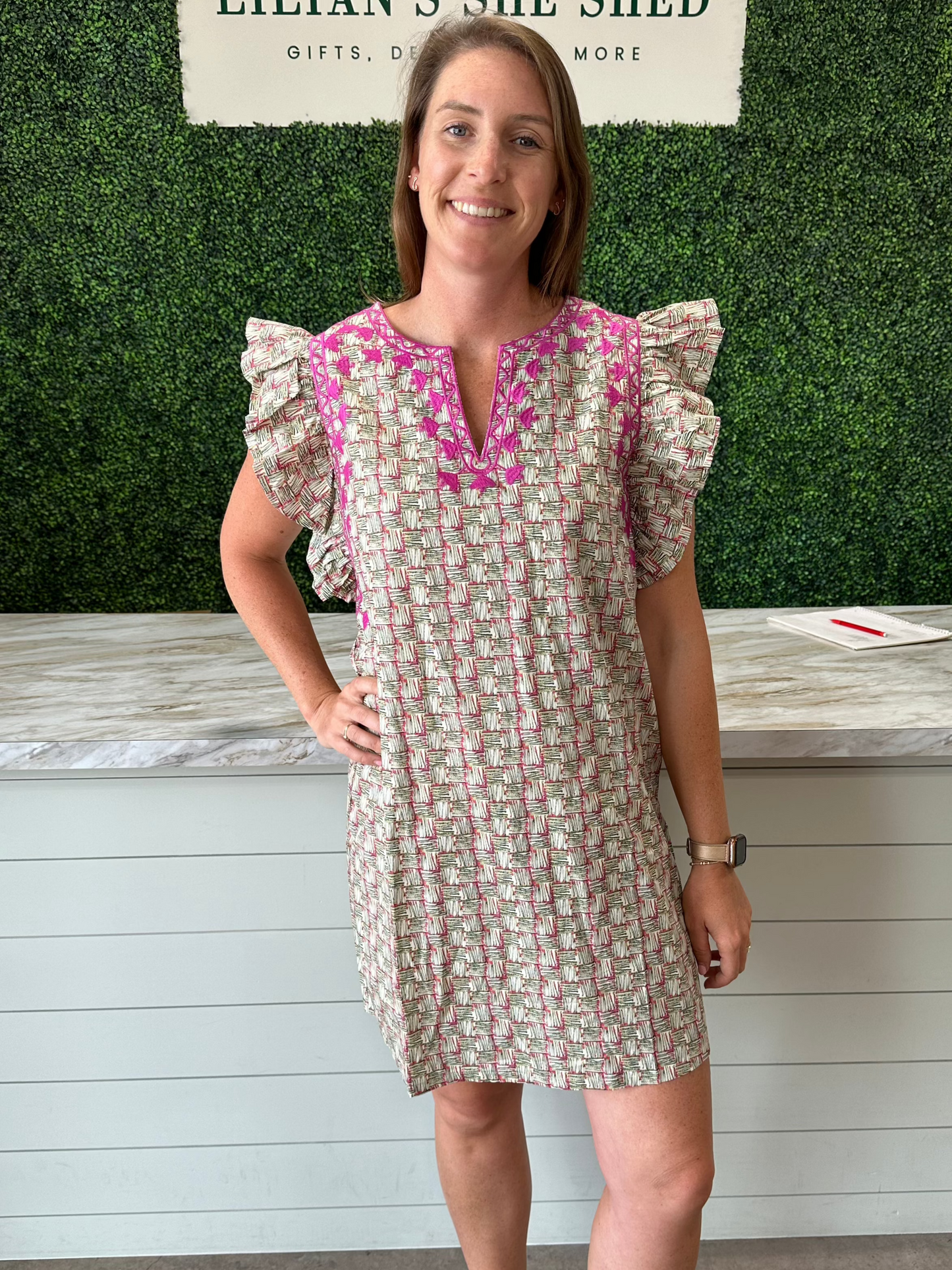 Multi Colored Neck Print Dress