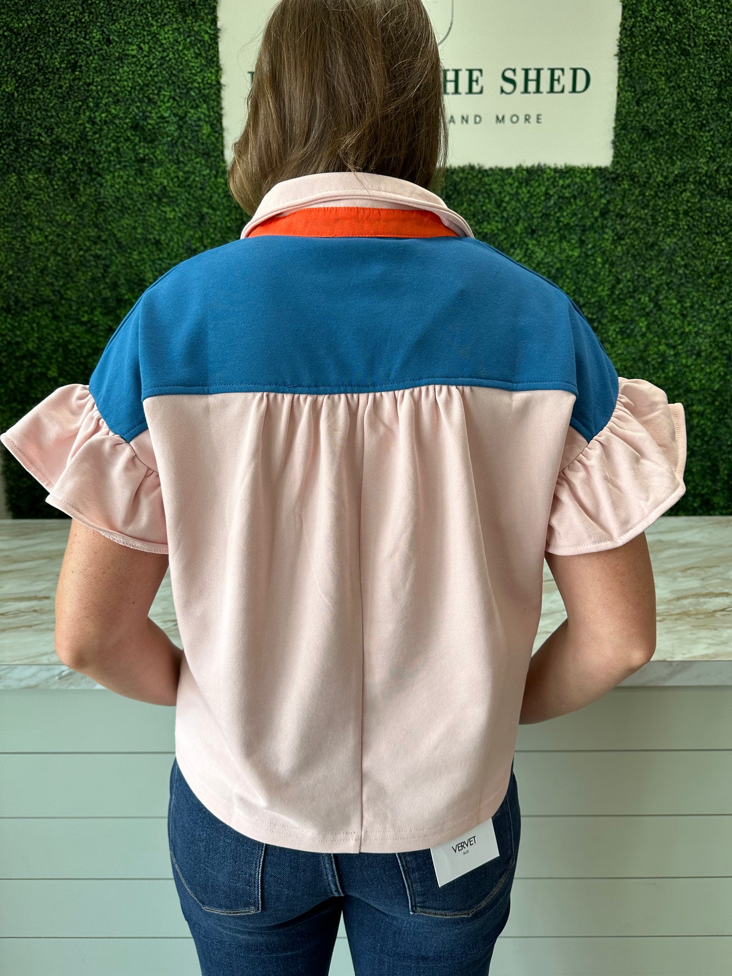 Color Block Ruffle Sweat Top