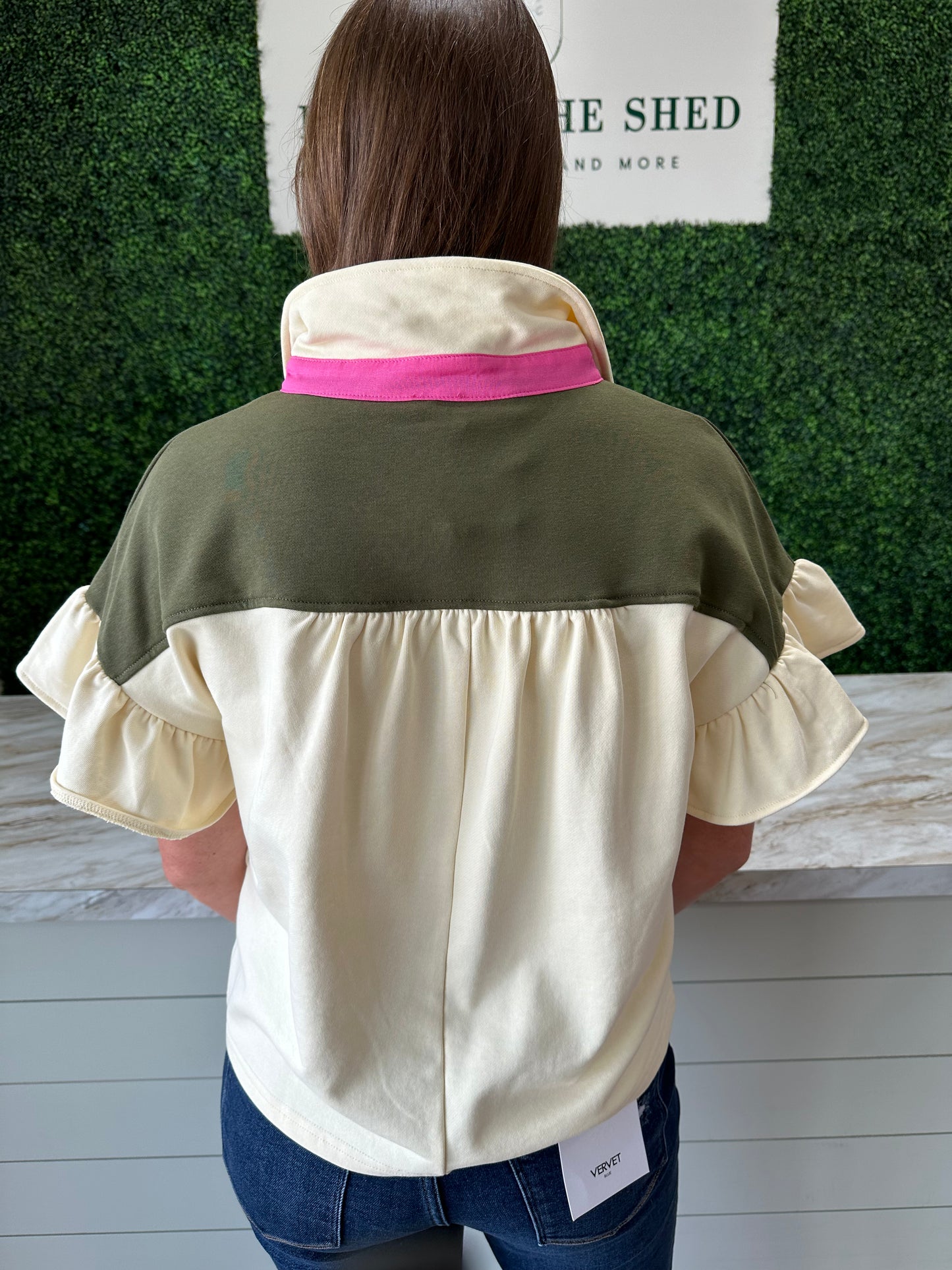 Color Block Ruffle Sweat Top