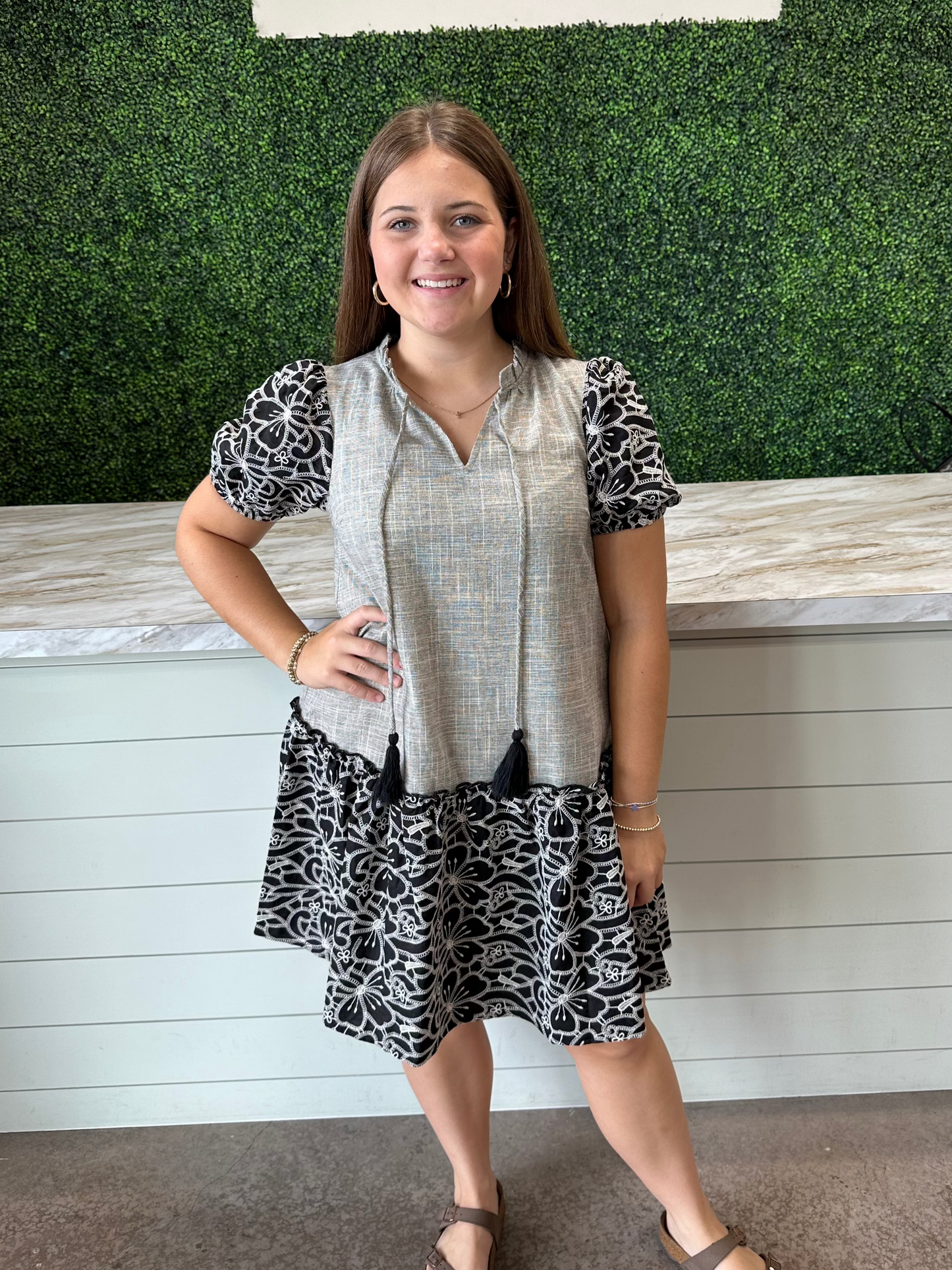 Black Floral Embroidered Dress