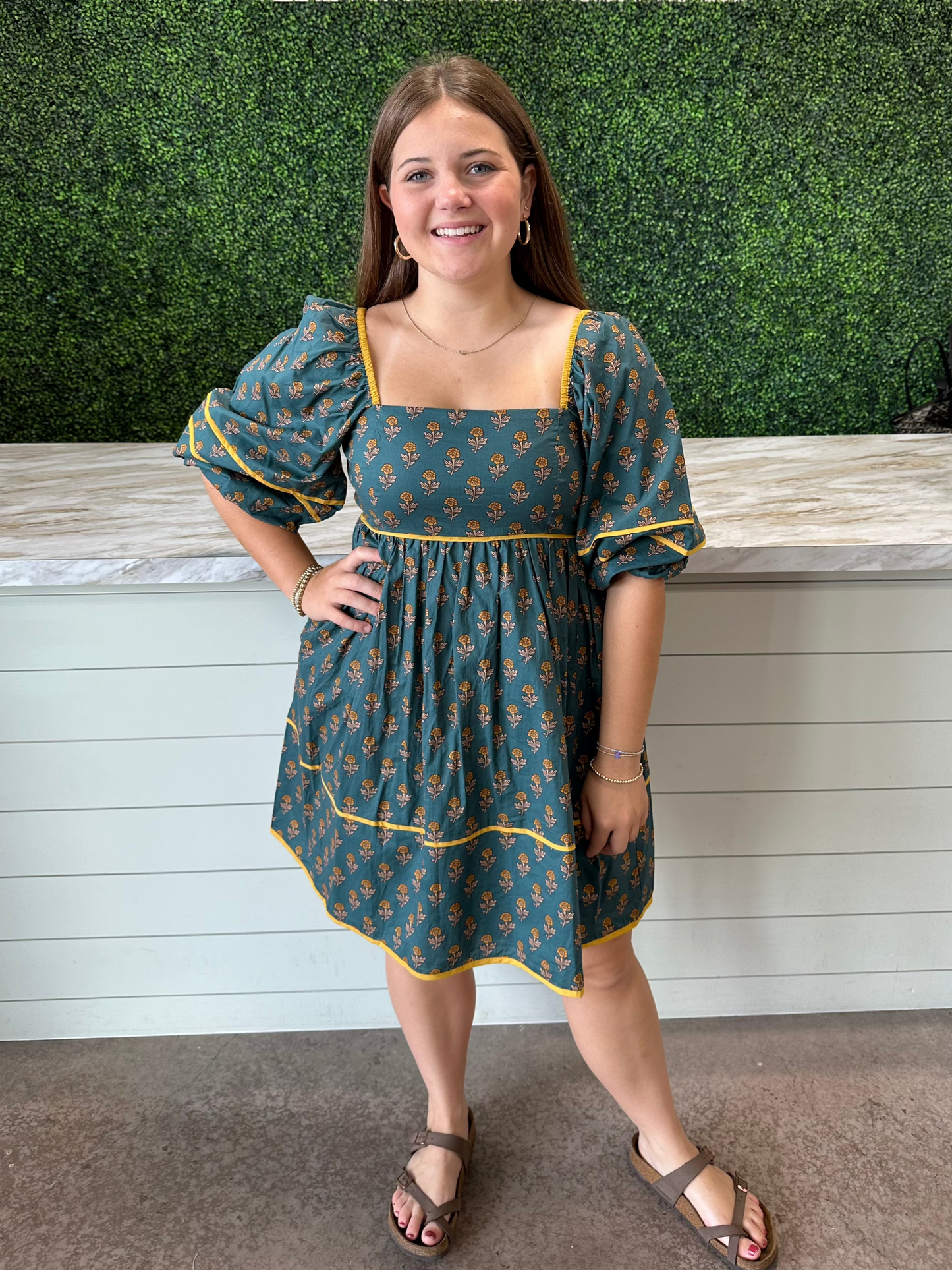 Floral Square Neck Mini Dress