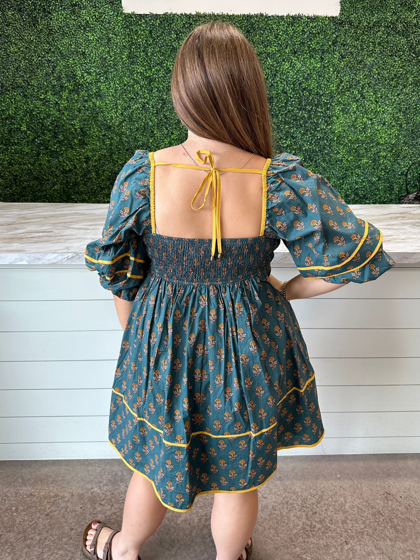 Floral Square Neck Mini Dress