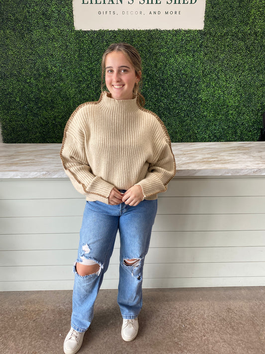 Ribbed Mock Neck Sweater