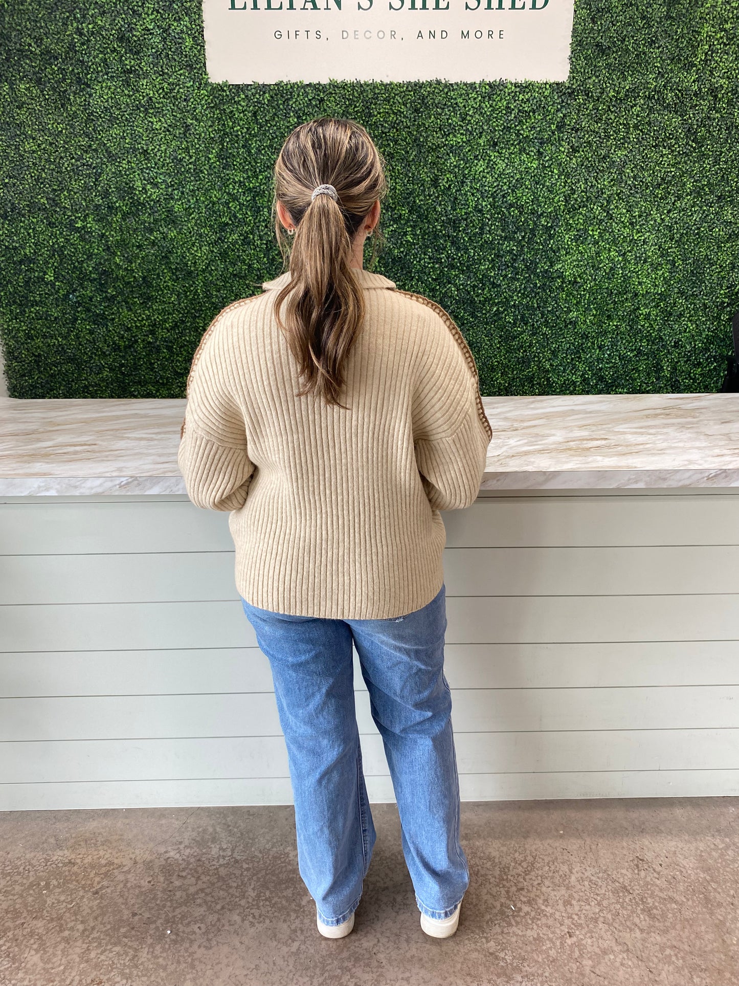 Ribbed Mock Neck Sweater