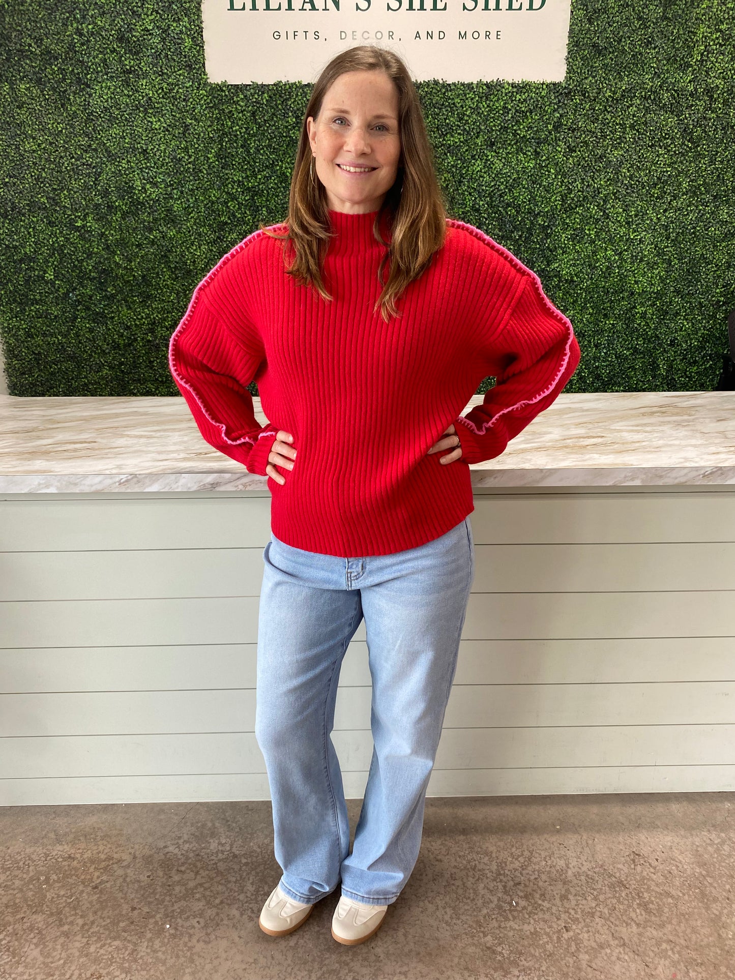 Ribbed Mock Neck Sweater