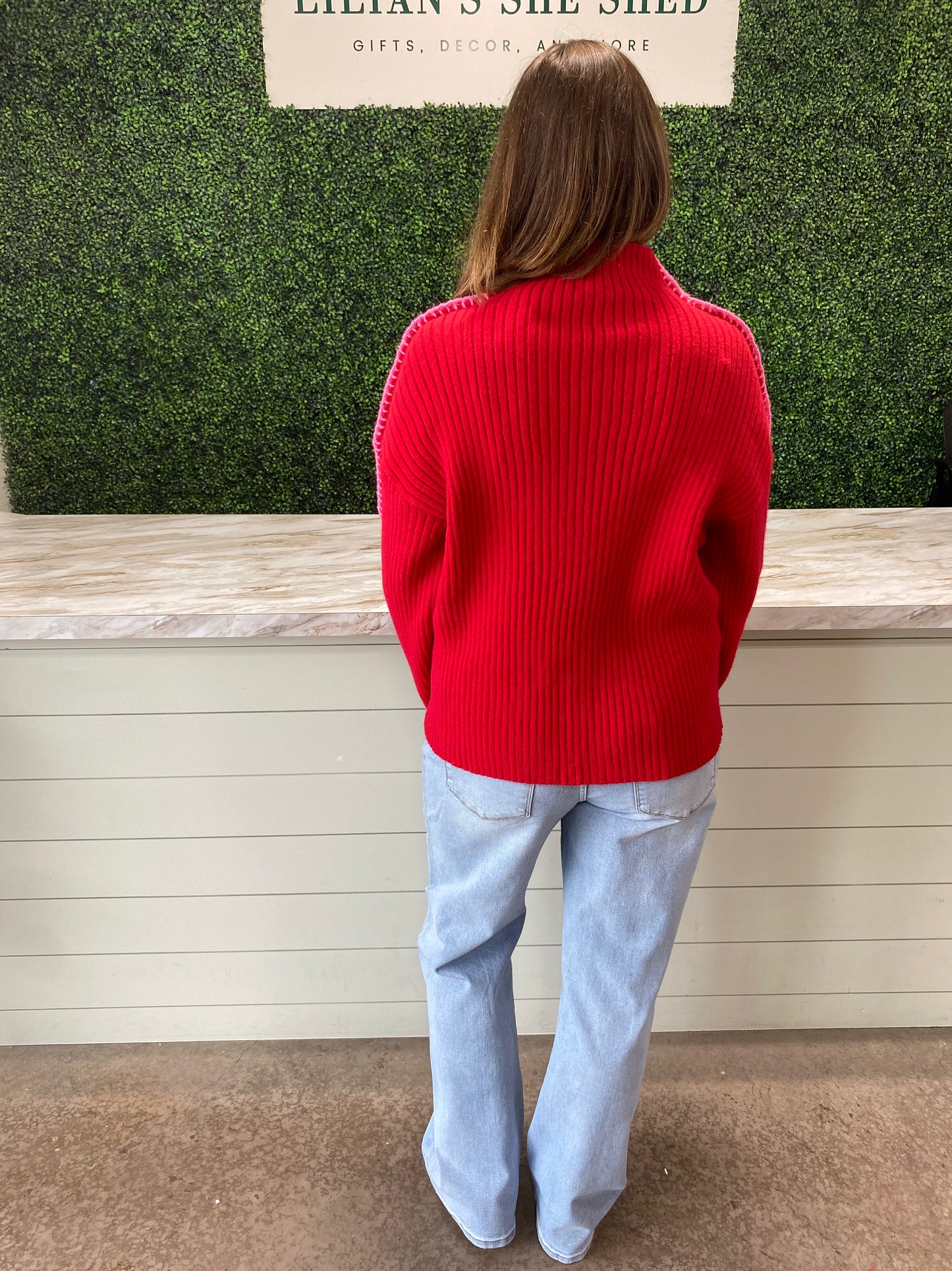 Ribbed Mock Neck Sweater