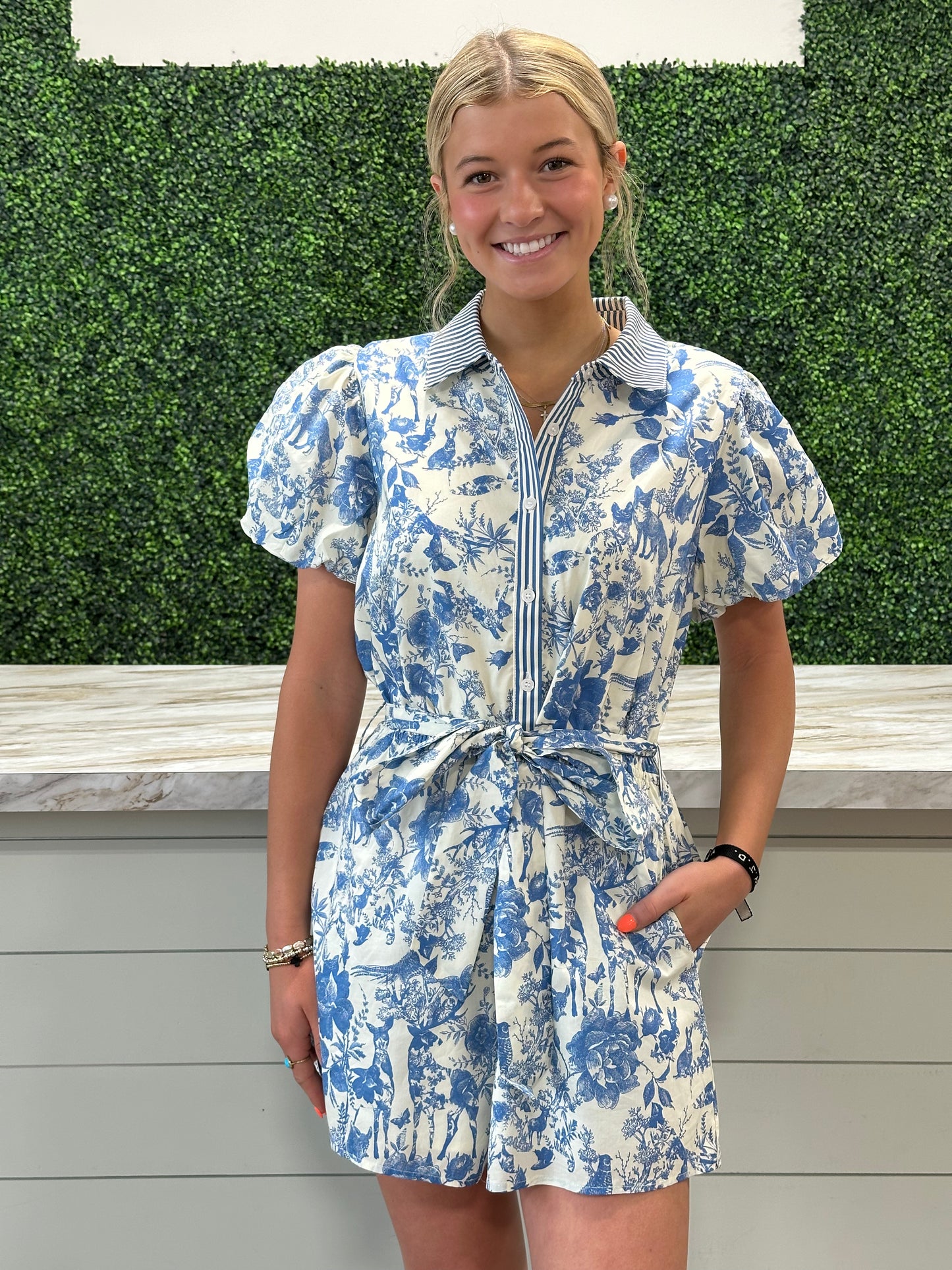 Floral Print Button Romper