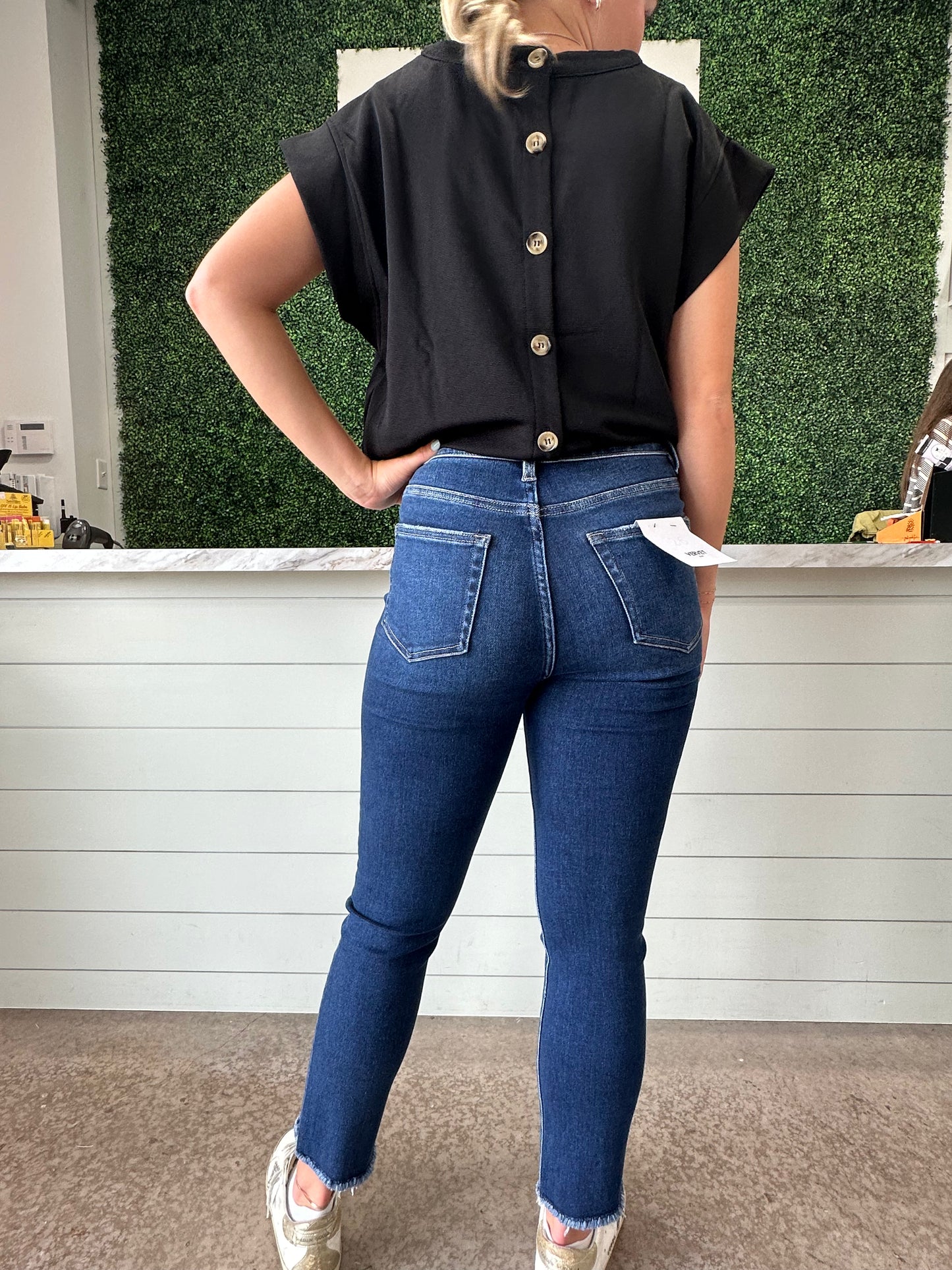 Super Highrise Slim Straight Dark Wash Jeans