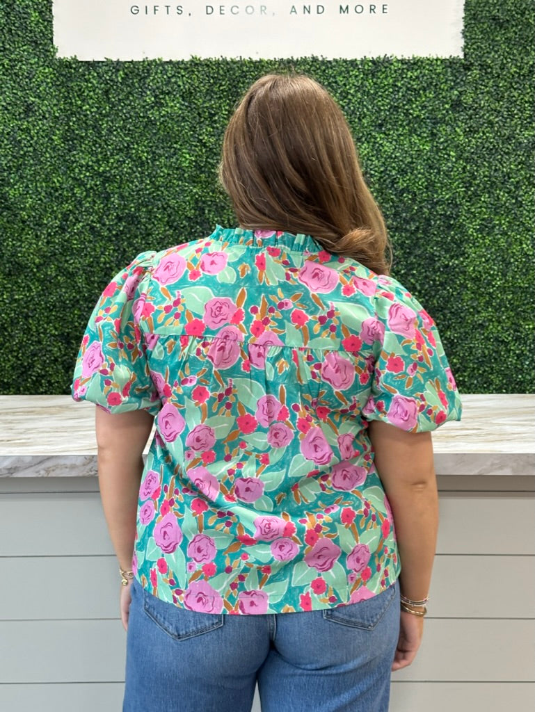 Floral Print Puff Sleeve Top