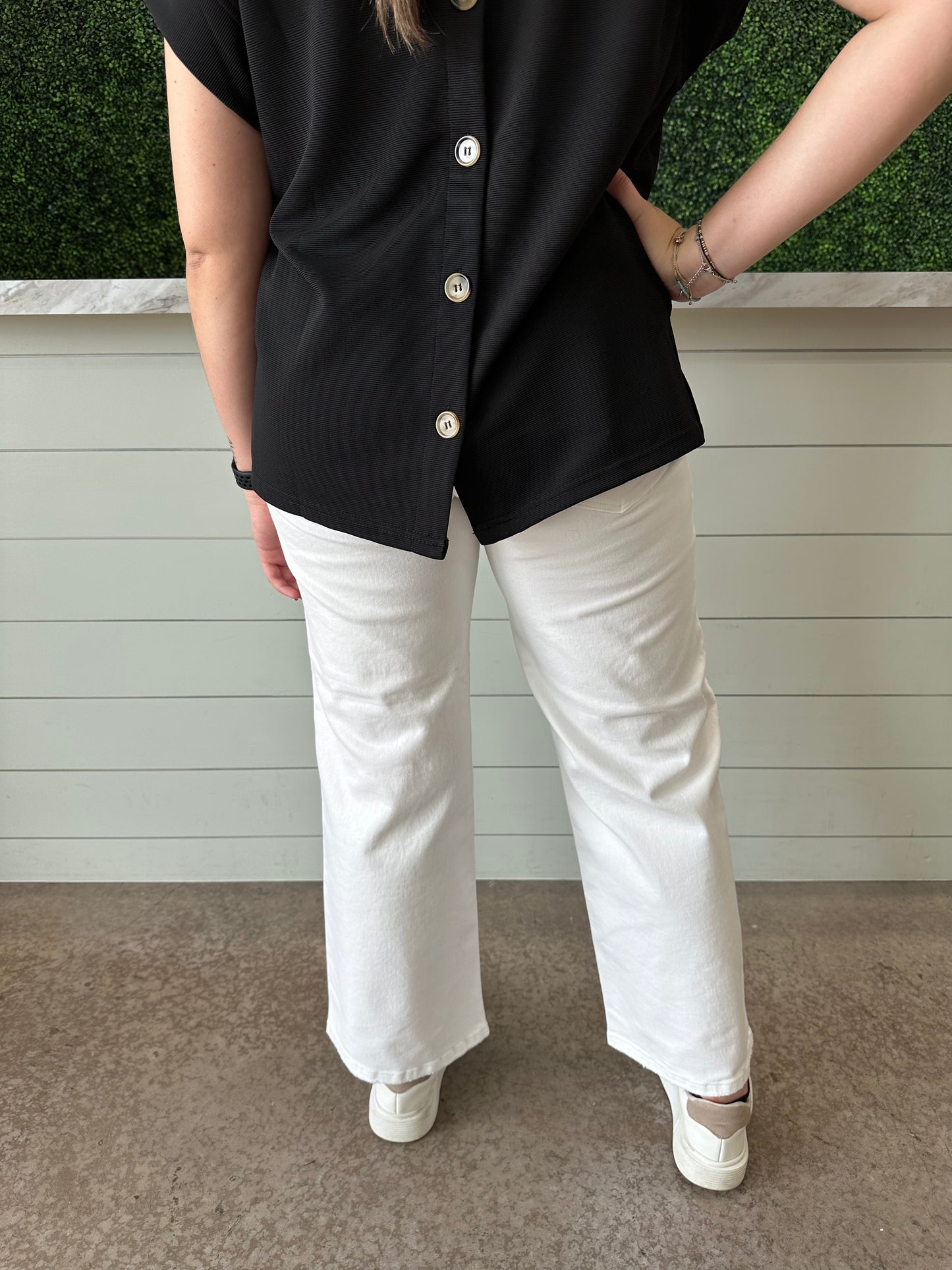 White Midrise Wide Leg Jeans