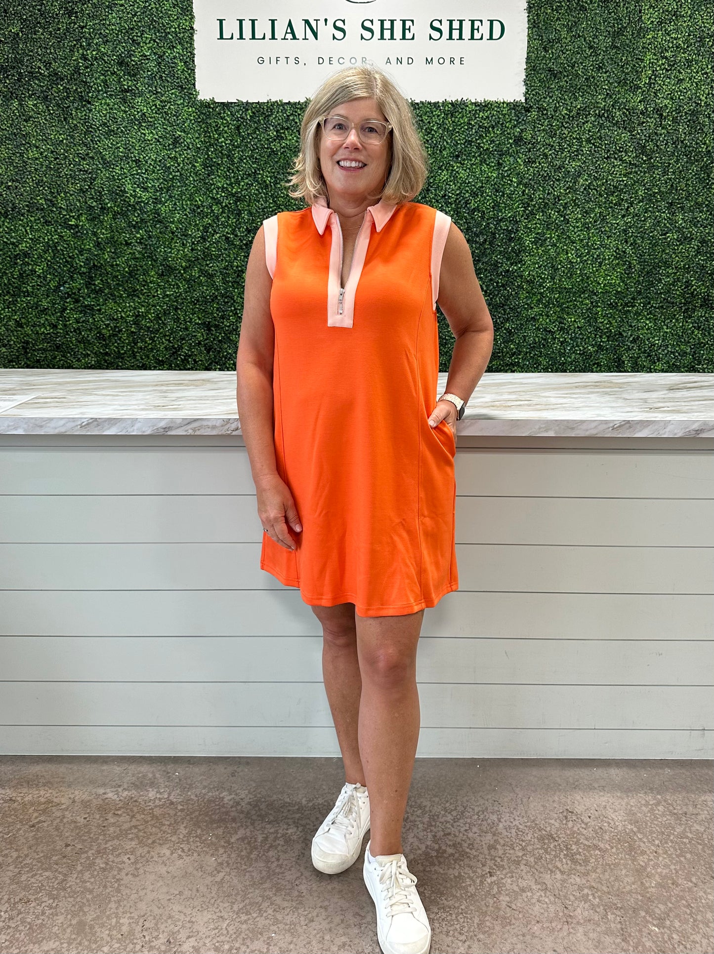 Jersey Collared Zip Mini Dress