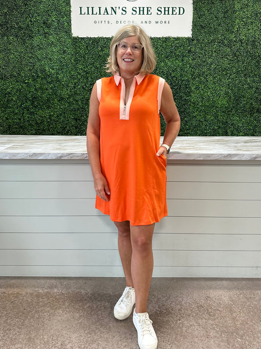 Jersey Collared Zip Mini Dress