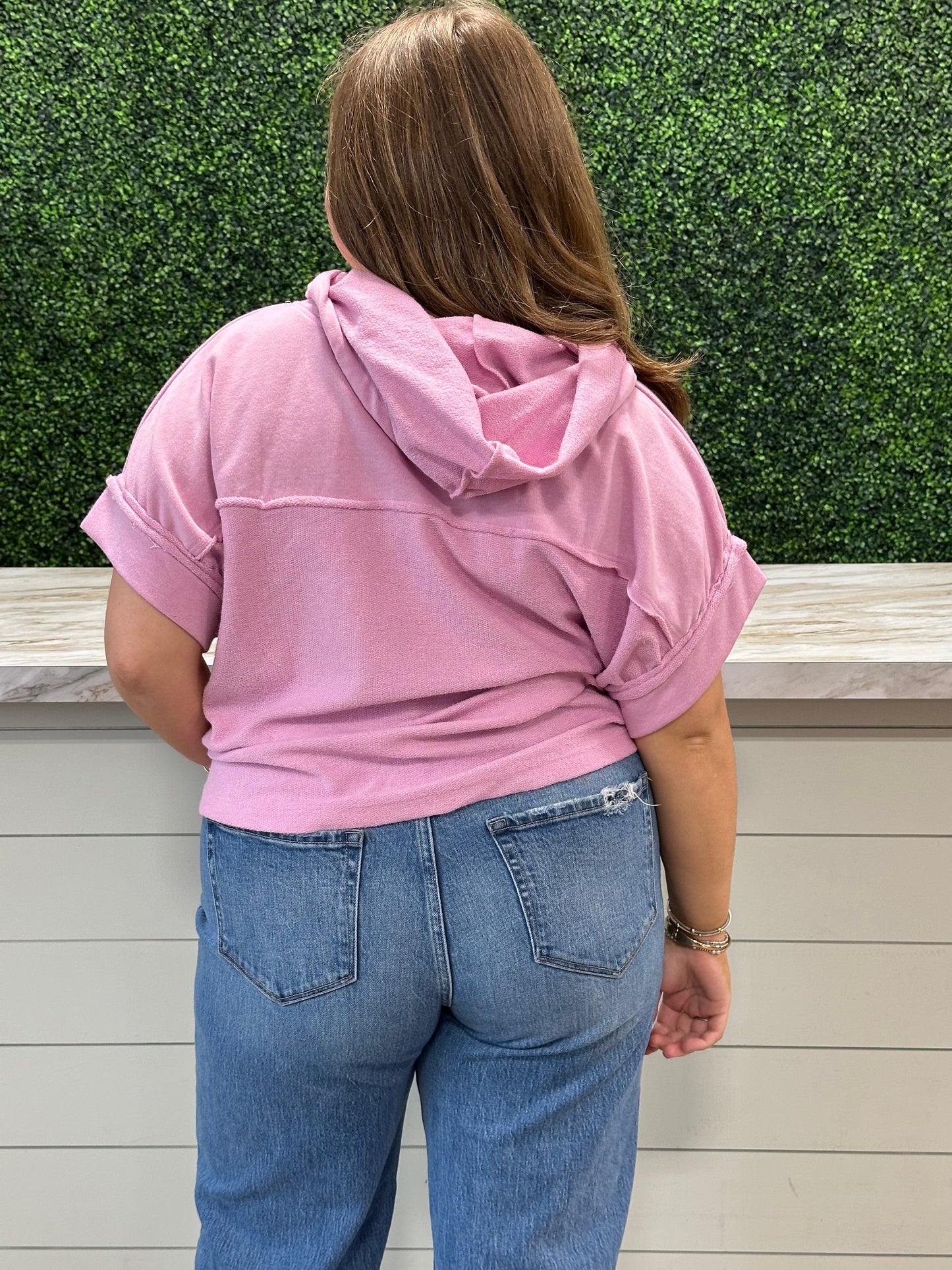 Pink Lavender Raw Edge Hoodie