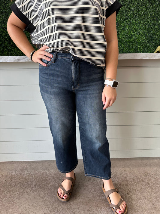 Tummy Control Crop Wide Leg Jean
