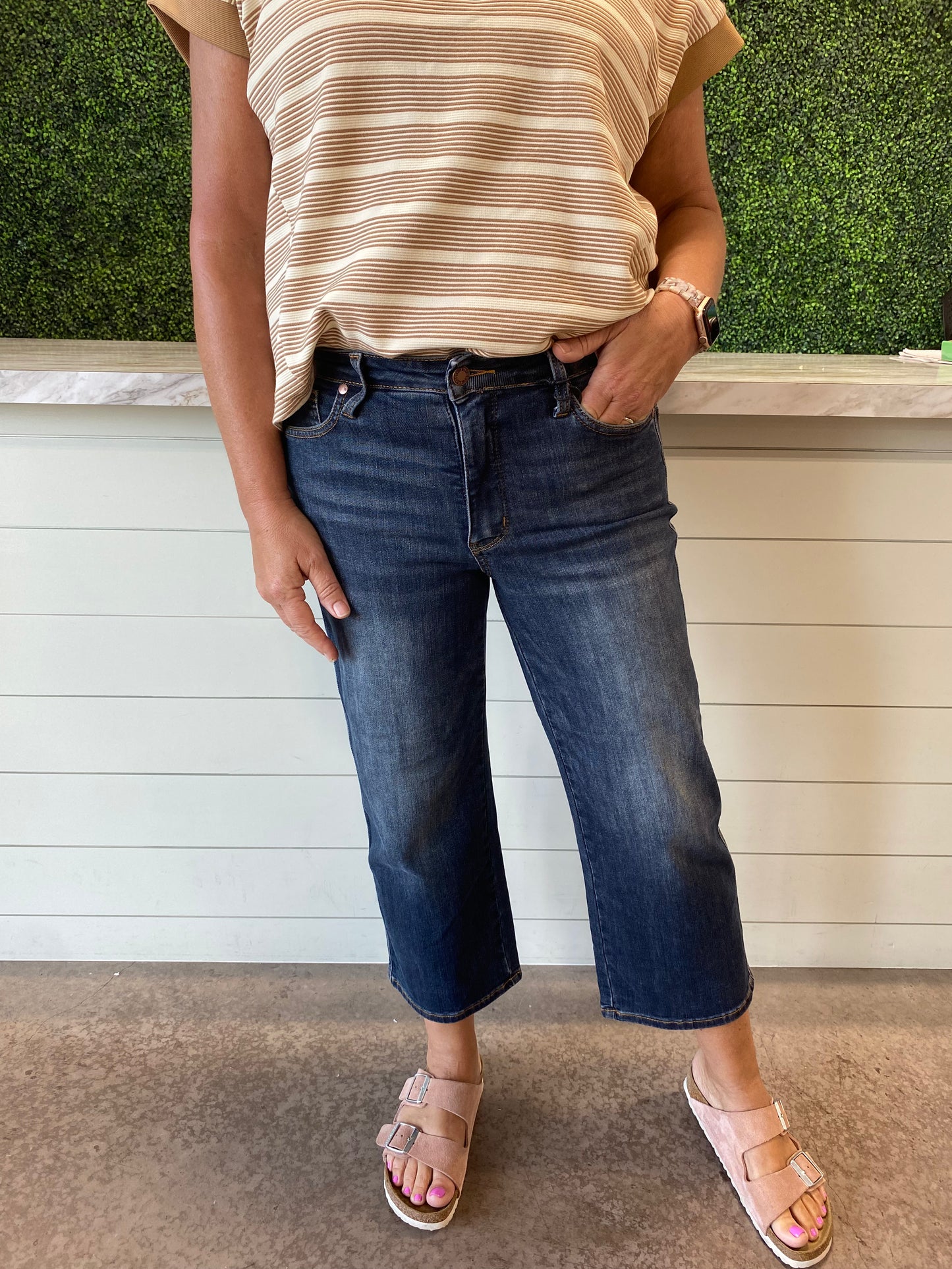 Tummy Control Crop Wide Leg Jean