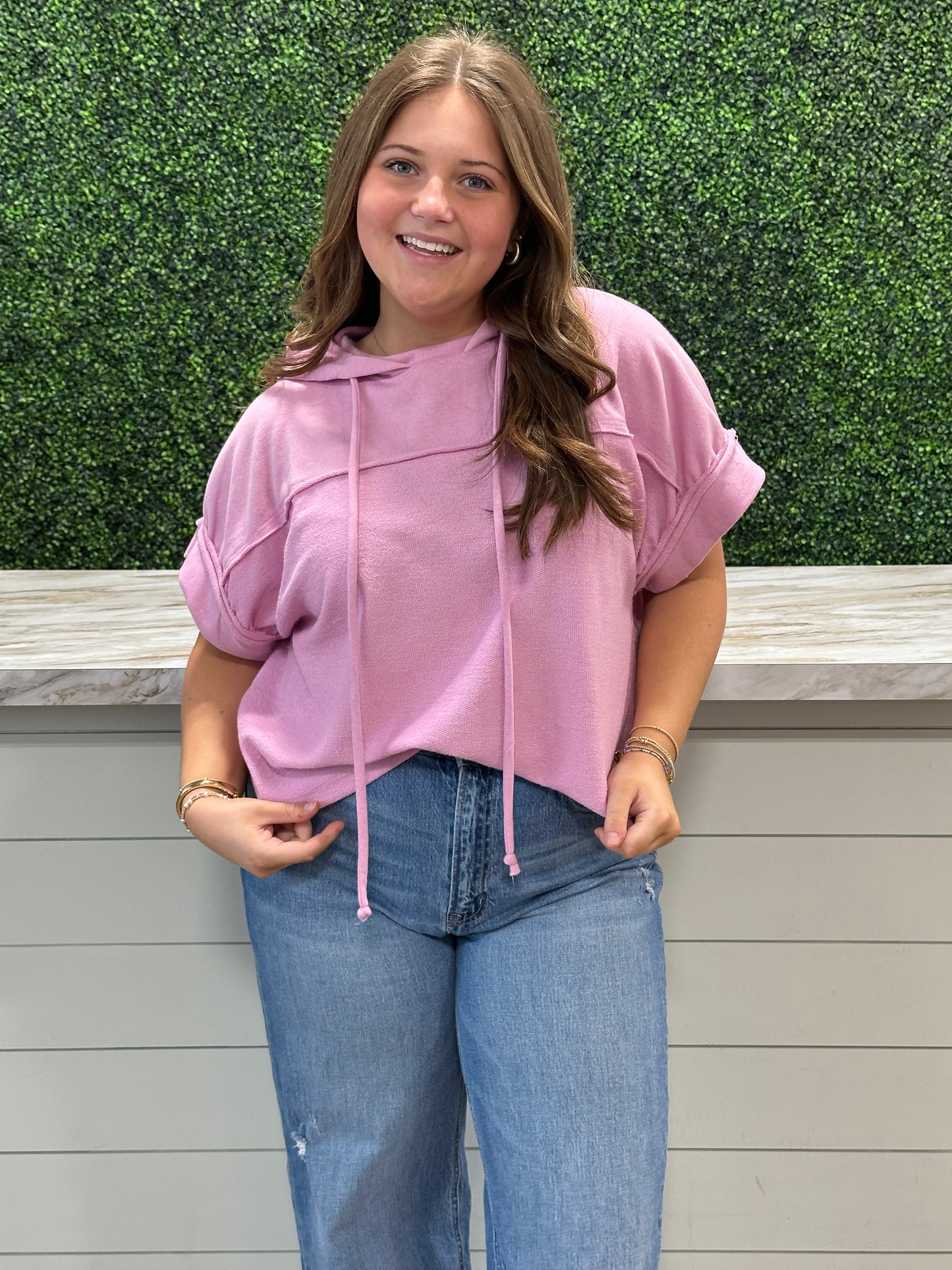 Pink Lavender Raw Edge Hoodie