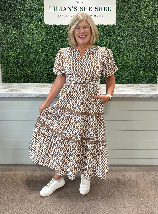 Geometric Print Maxi Dress