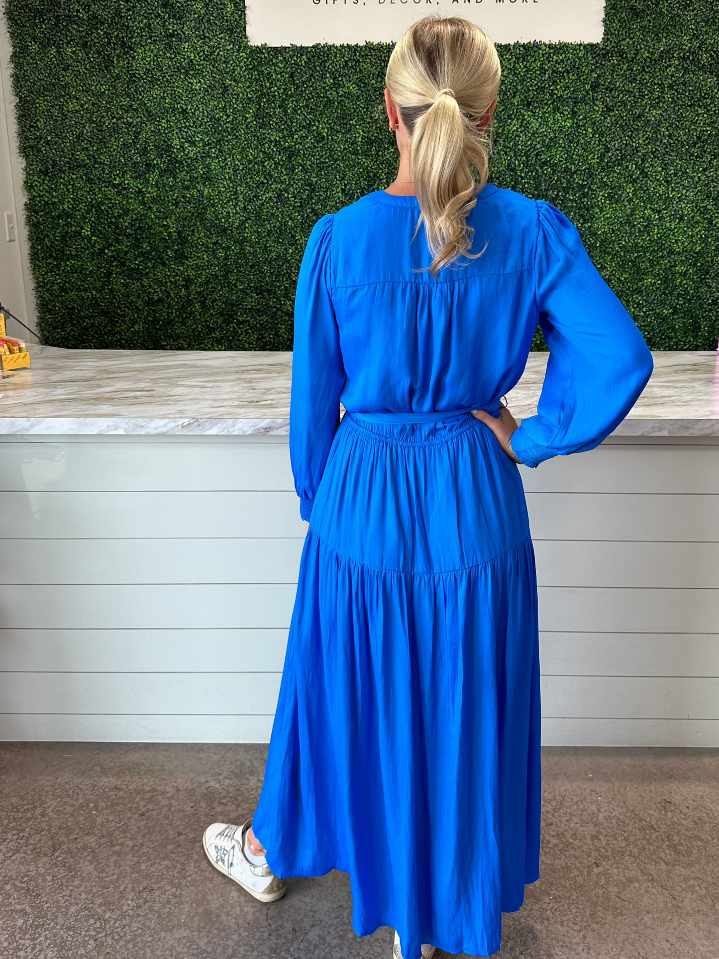 Button Front Satin Maxi Dress