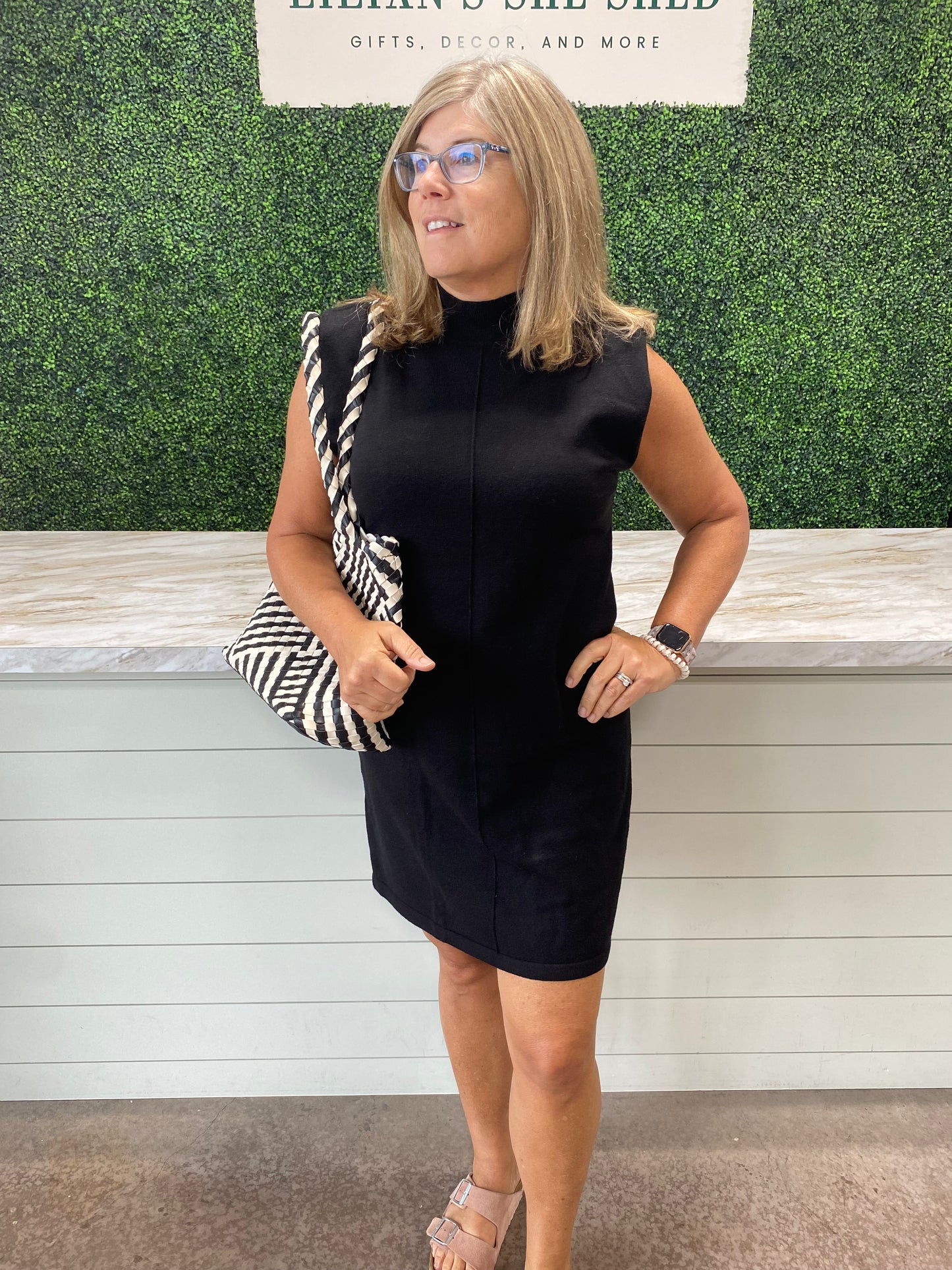 Mock Neck Sleeveless Knit Dress