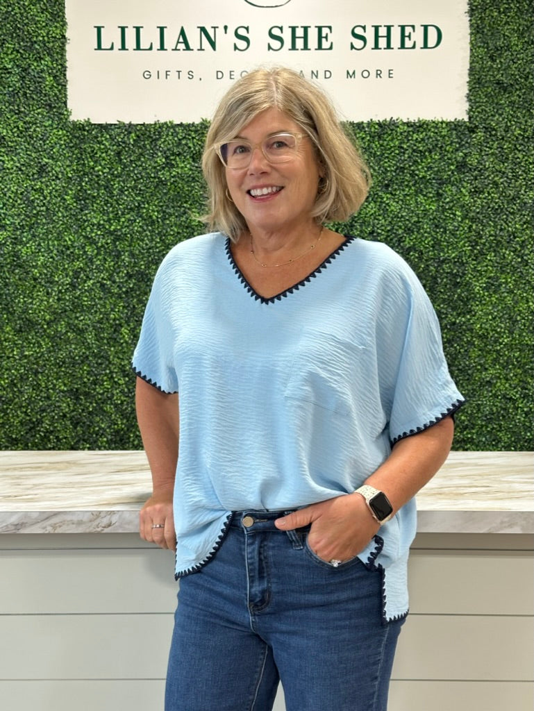 V-Neck Stich Detail Top