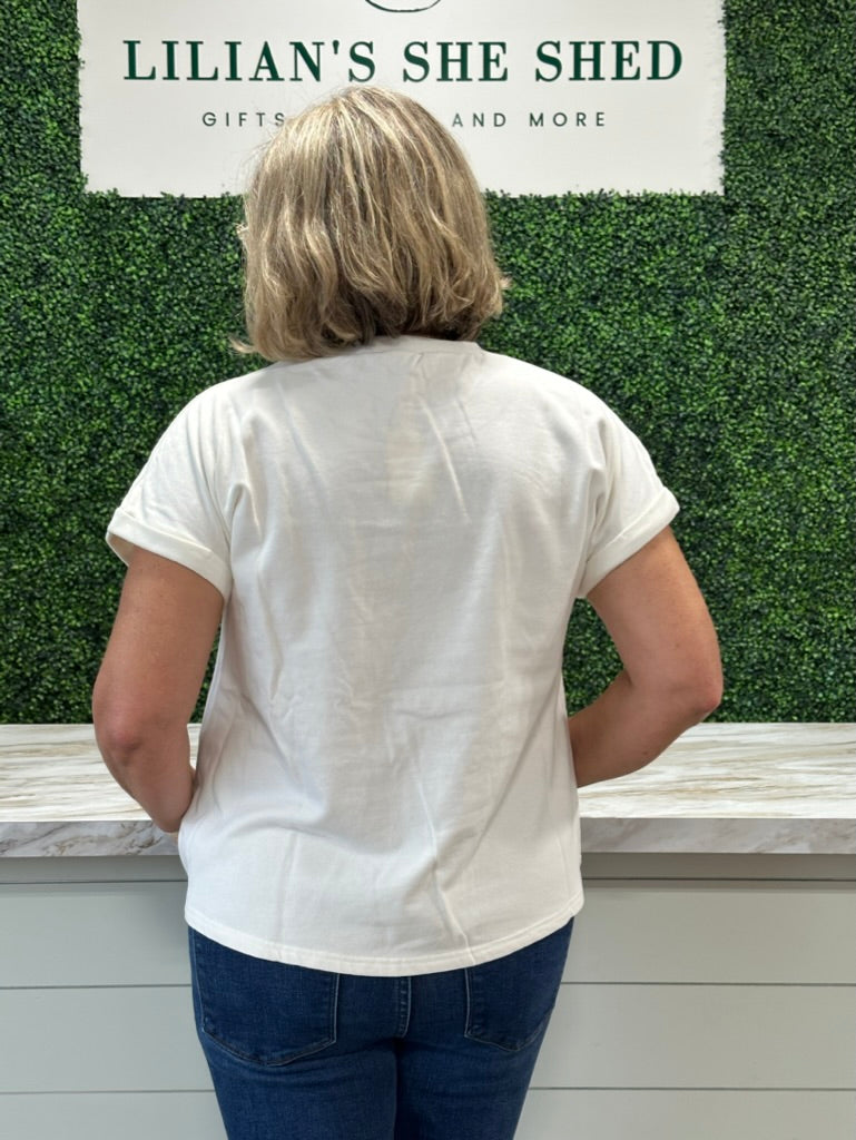 American Flag Patch Short Sleeve Top