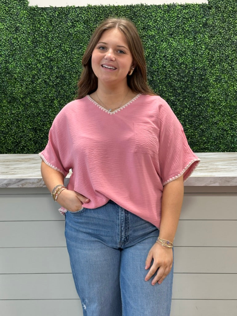 V-Neck Stich Detail Top