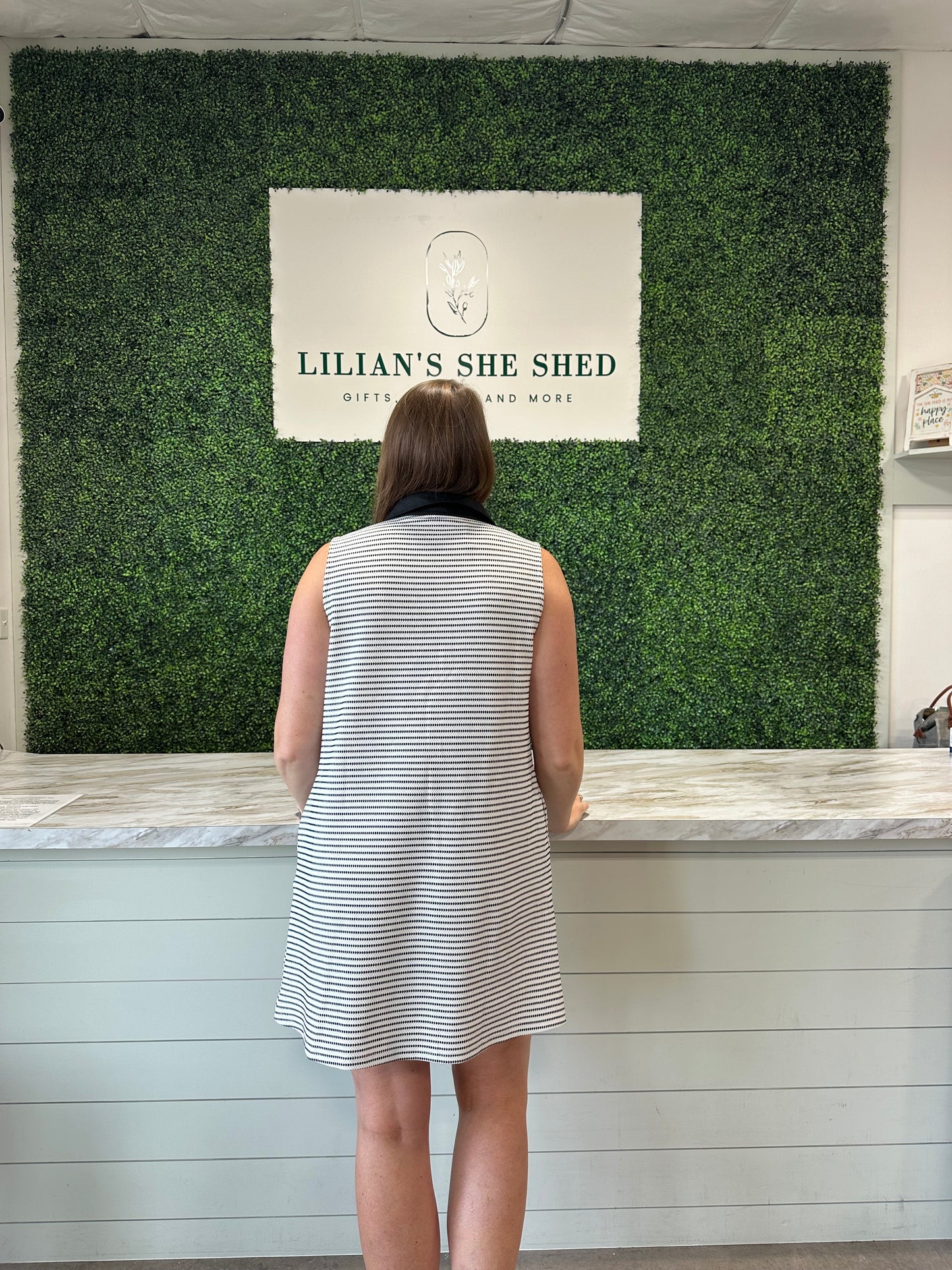 Striped Collar V-Neck Mini Dress