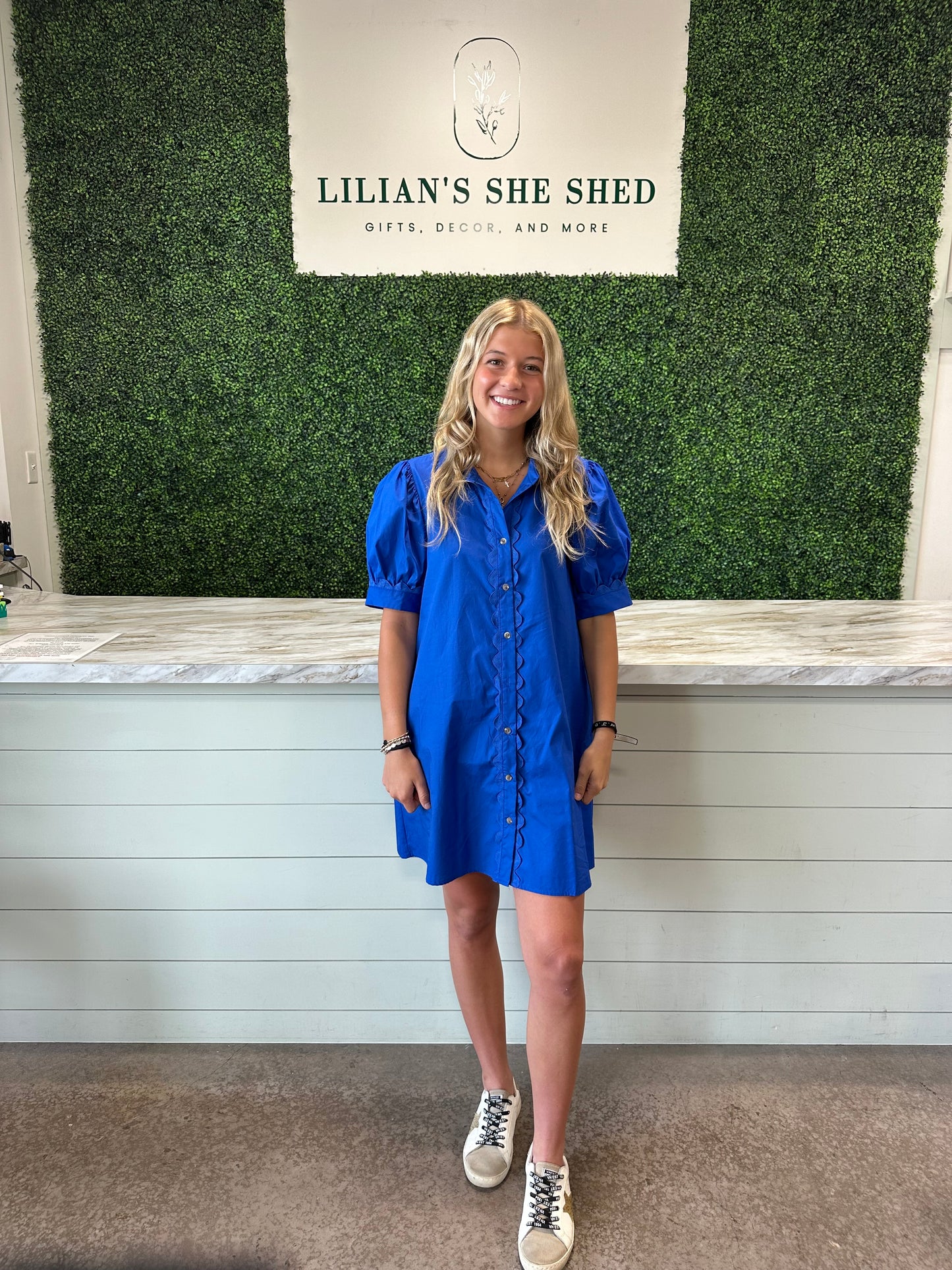 Solid Mini Dress with RicRac Trim