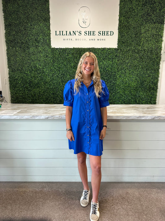 Solid Mini Dress with RicRac Trim